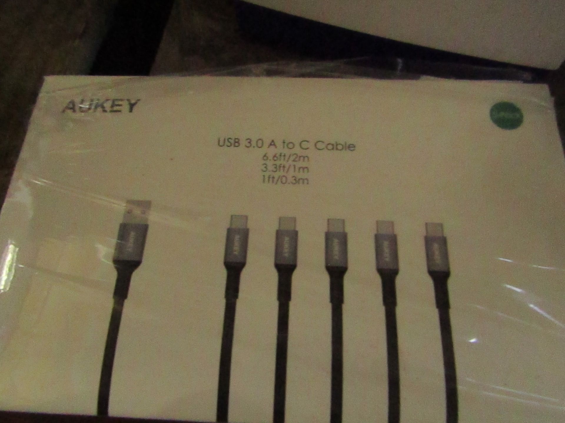 Aukey USB 3.0 A to C cables, 2m / 1m / 0.3m, untested and boxed.