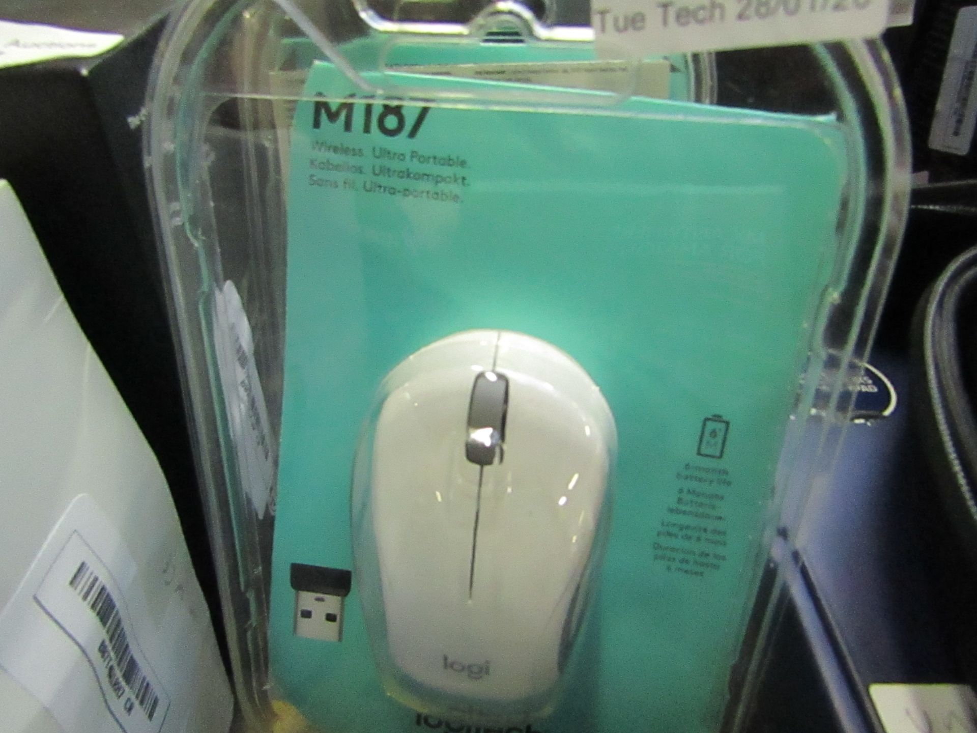 Logitech wireless portable mouse, untested and packaged.