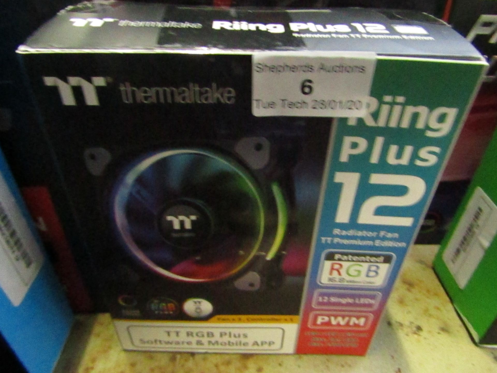Thermaltake Riing Plus 12 radiator fan, untested and boxed. RRP £116.00