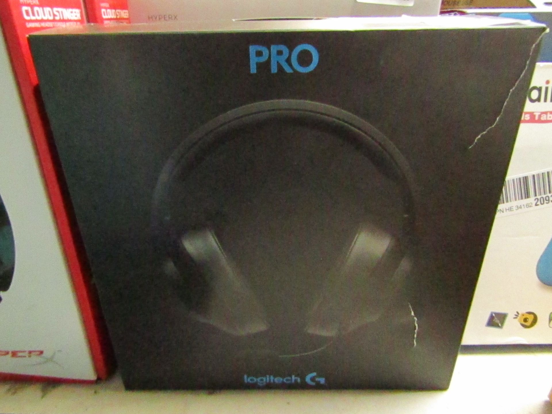 Logitech Pro gaming headphones, untested and boxed. RRP £100.00