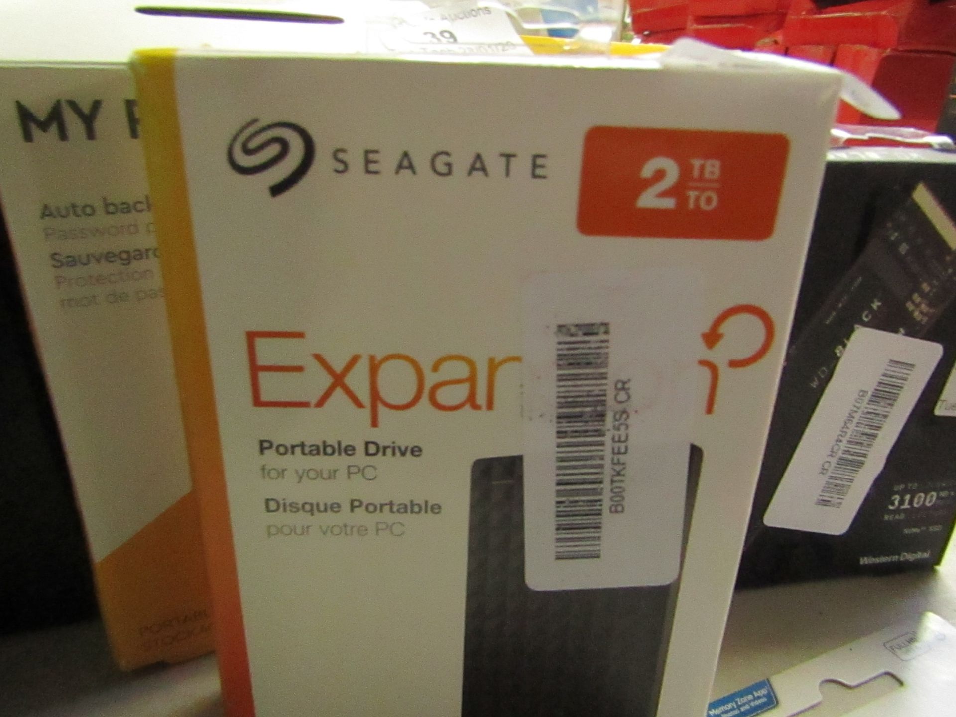 Seagate Expansion portable drive, 2TB, untested and boxed.