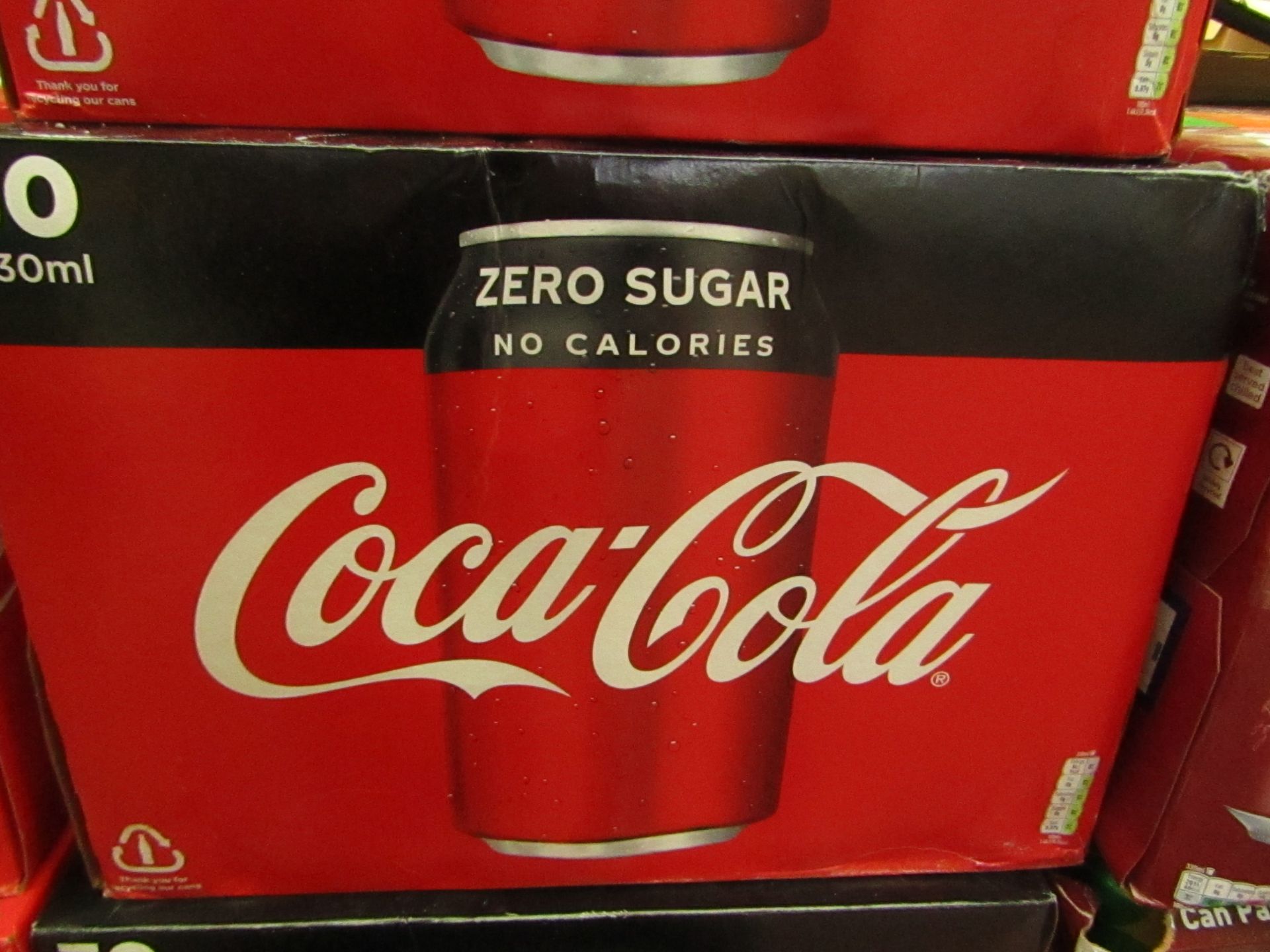 30 x 330ml Zero Sugar Coca Cola Cans. BB 30/6/20. Boxed