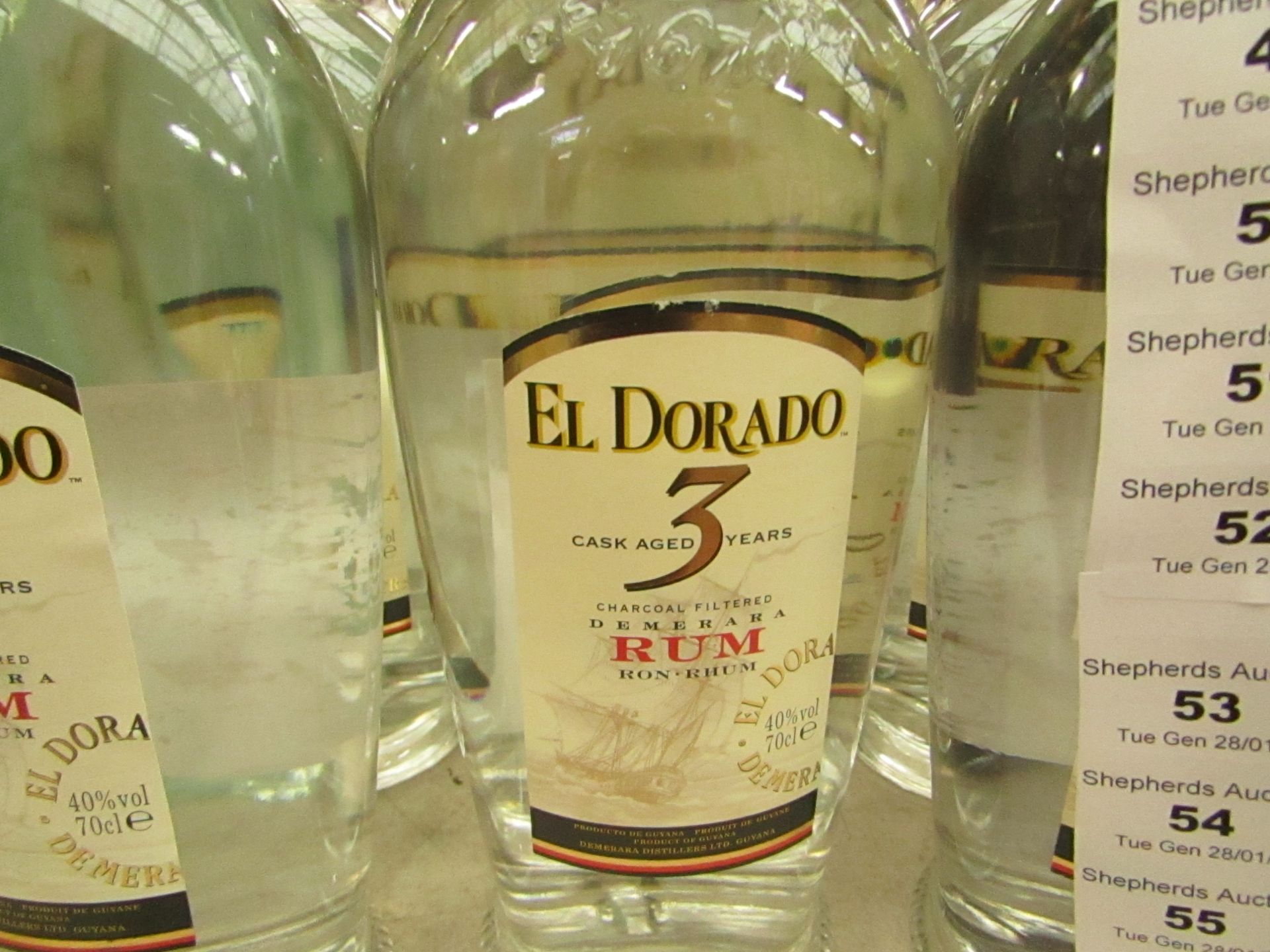 70cl El Dorado Aged 3 Years Charcoal Filtered Demerara Rum. 40%