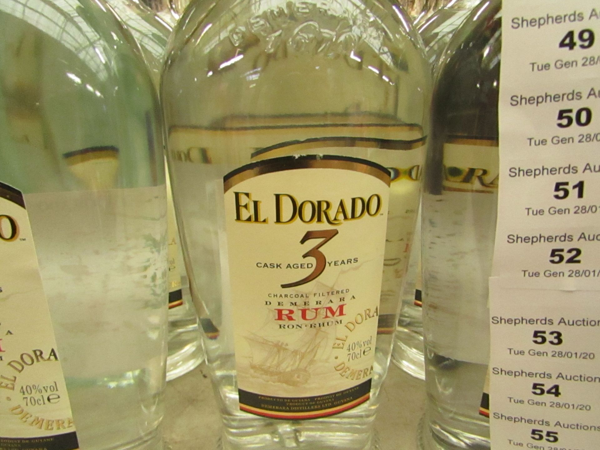 70cl El Dorado Aged 3 Years Charcoal Filtered Demerara Rum. 40%