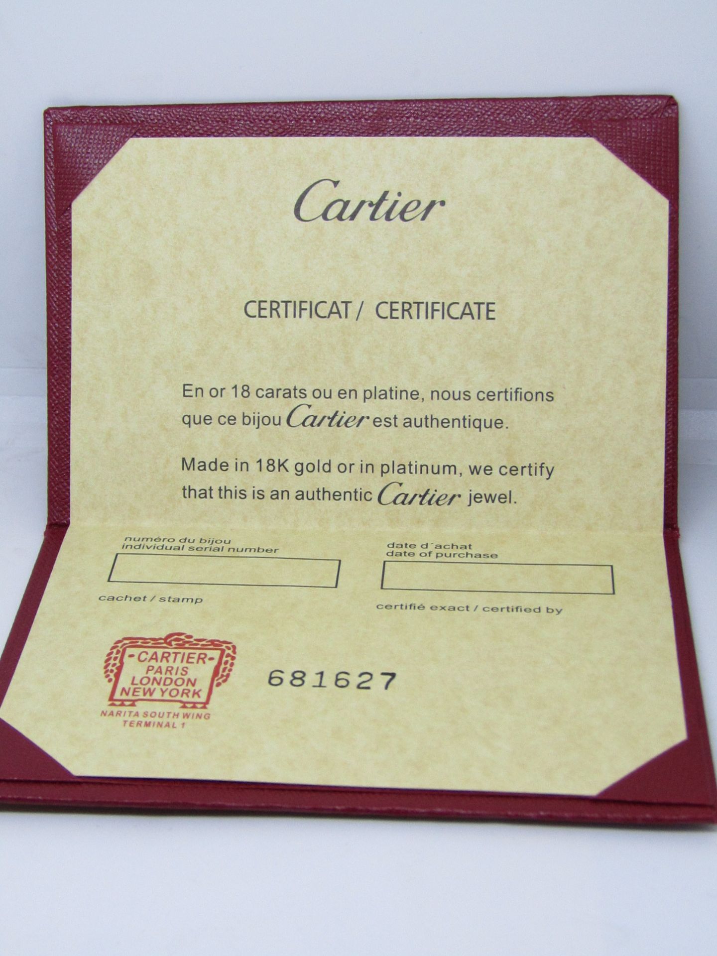 Cartier 18ct Pink Gold 0.02 ct Diamond Ring in original box with certificate - Image 5 of 5