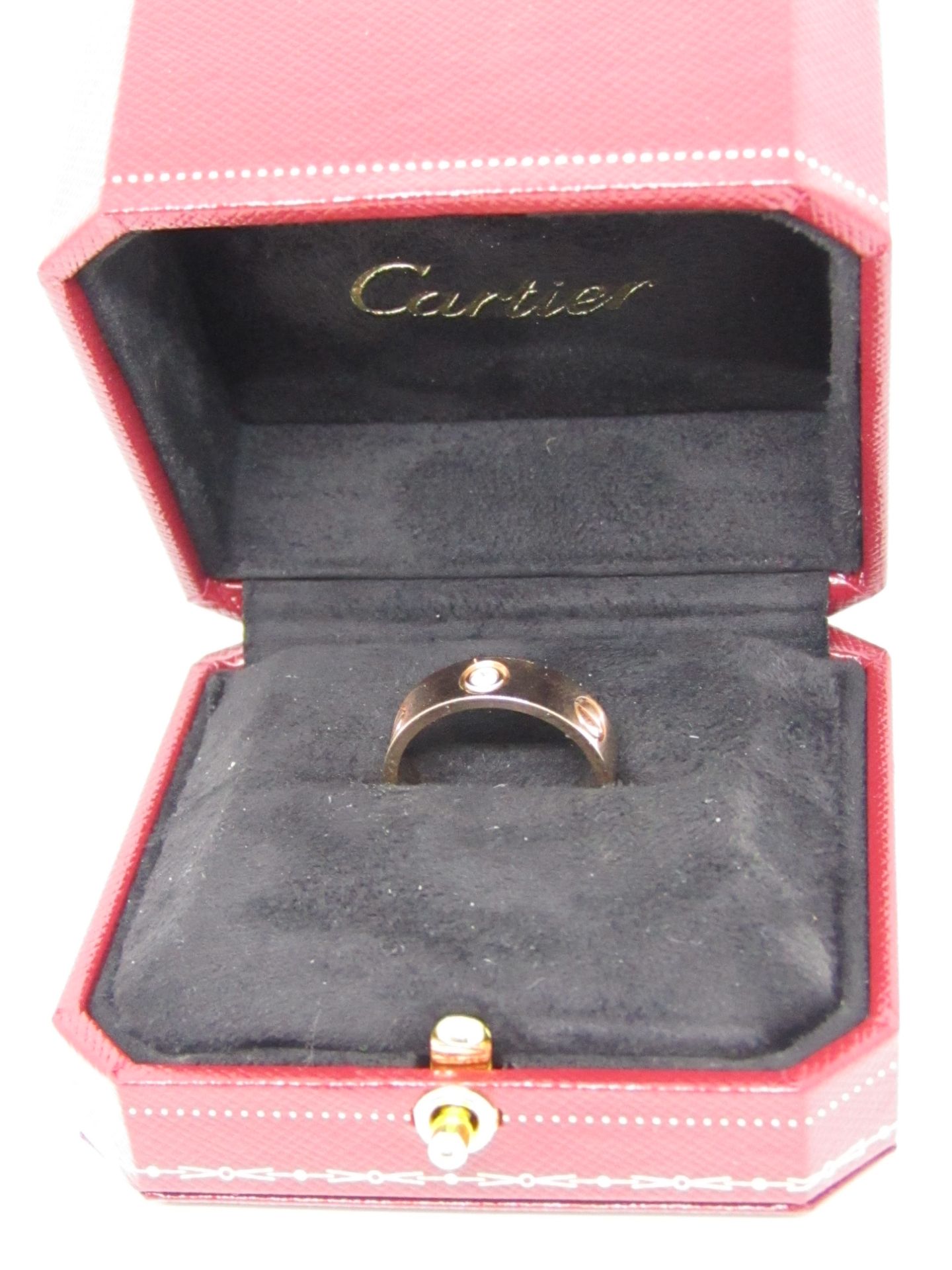 Cartier 18ct Pink Gold 0.02 ct Diamond Ring in original box with certificate - Image 4 of 5