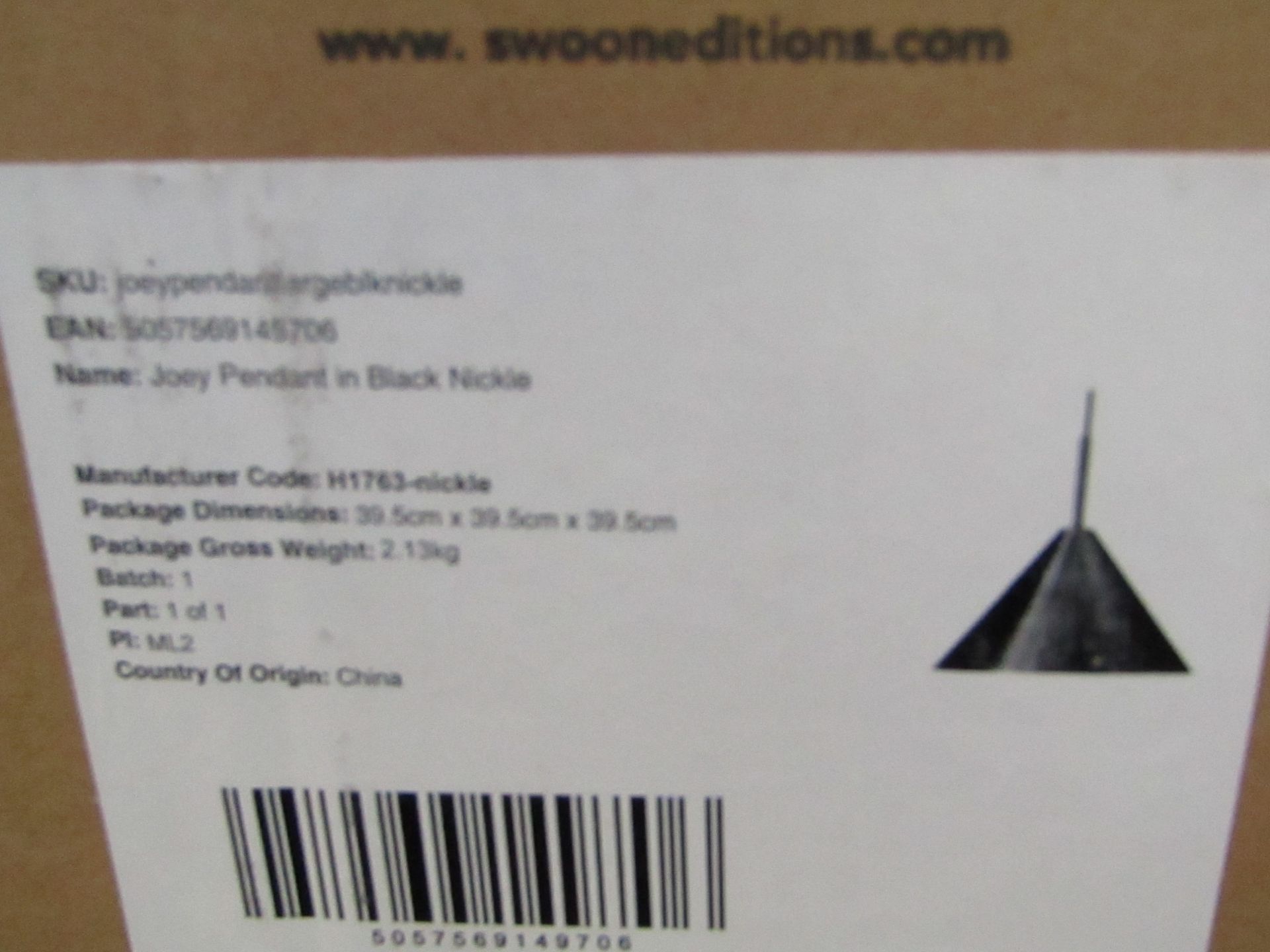 | 1x | SWOON JOEY PENDANT BLACK NICKLE | BOXED | SKU - | RRP £ 89 | - Image 2 of 2