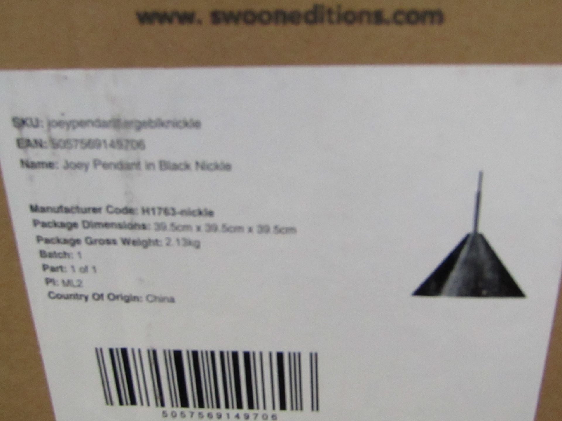 | 1x | SWOON JOEY PENDANT BLACK NICKLE | BOXED | SKU - | RRP £ 89 | - Image 2 of 2