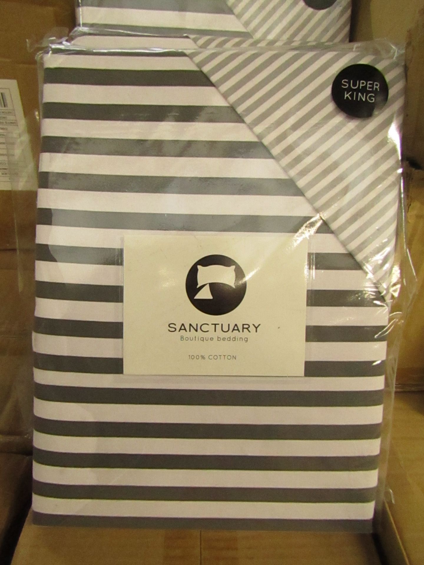 Sanctuary Harper Mono Superking Reversible Duvet Set,100 % Cotton New & Packaged