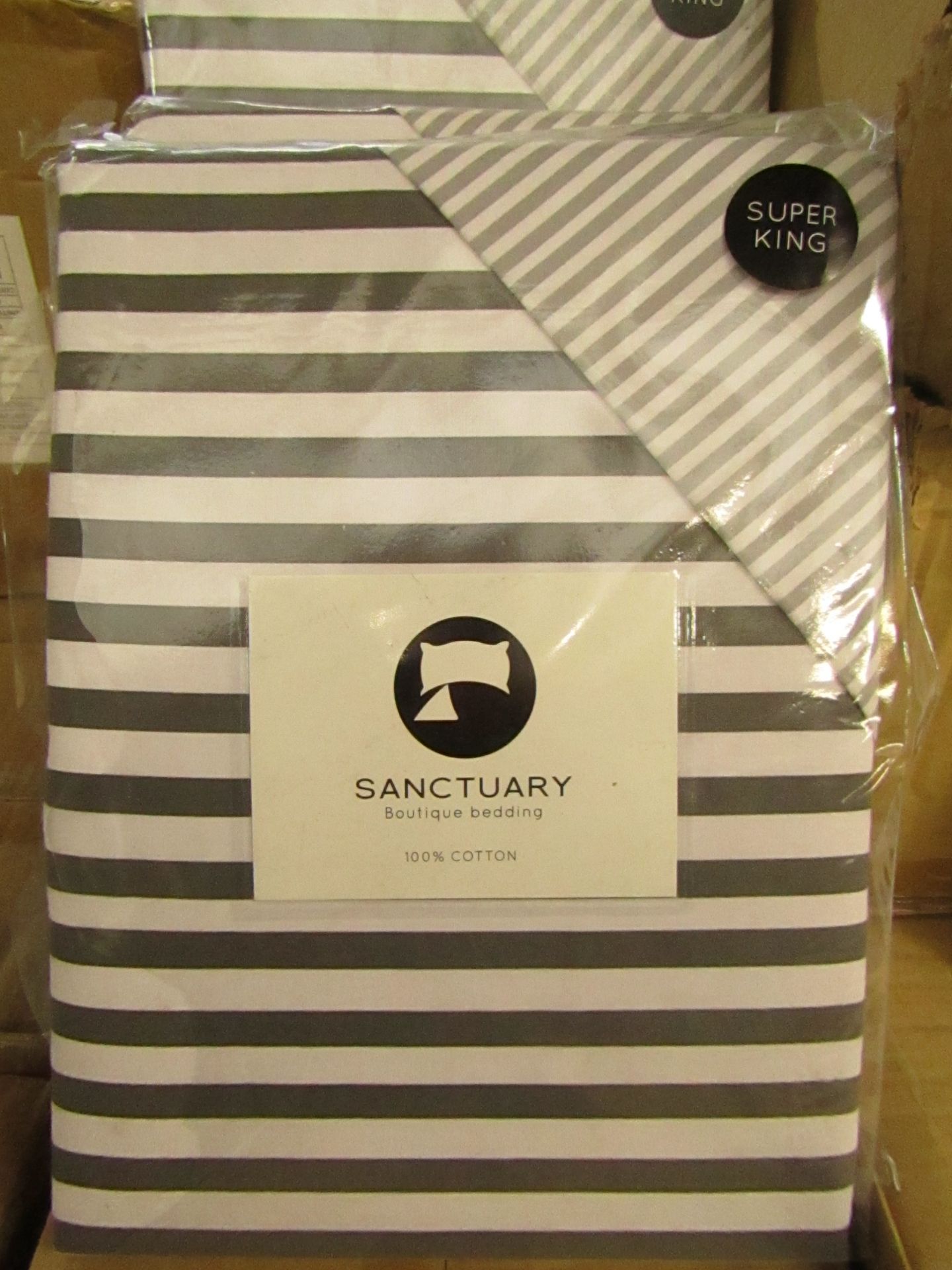 Sanctuary Harper Mono Superking Reversible Duvet Set,100 % Cotton New & Packaged