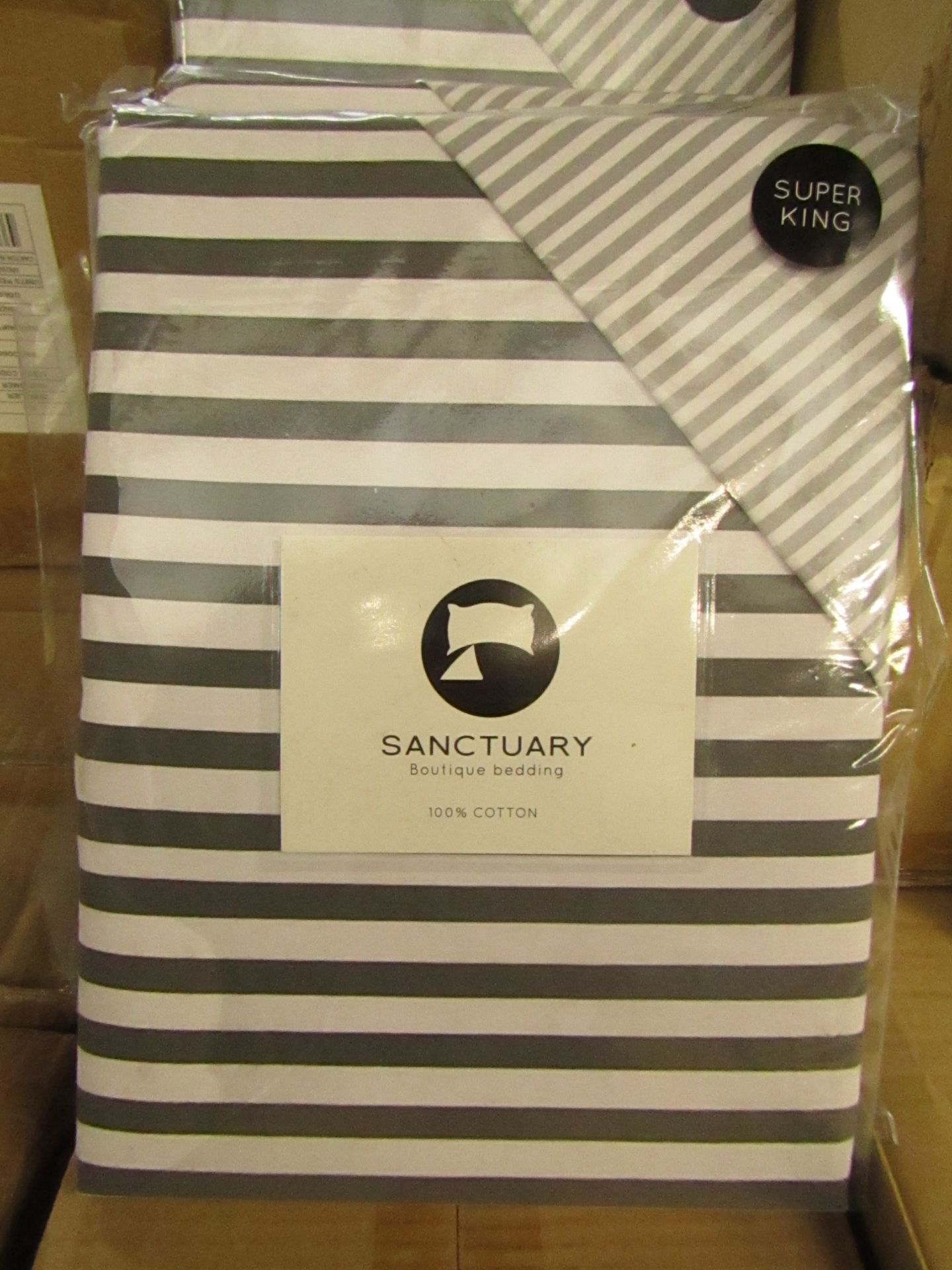 Sanctuary Harper Mono Superking Reversible Duvet Set,100 % Cotton New & Packaged