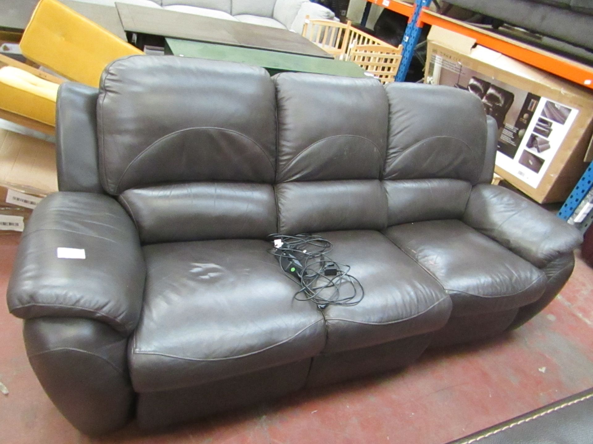 La Z Boy 3 seater electric reclining sofa, tested working one of the seats has discoloration on it