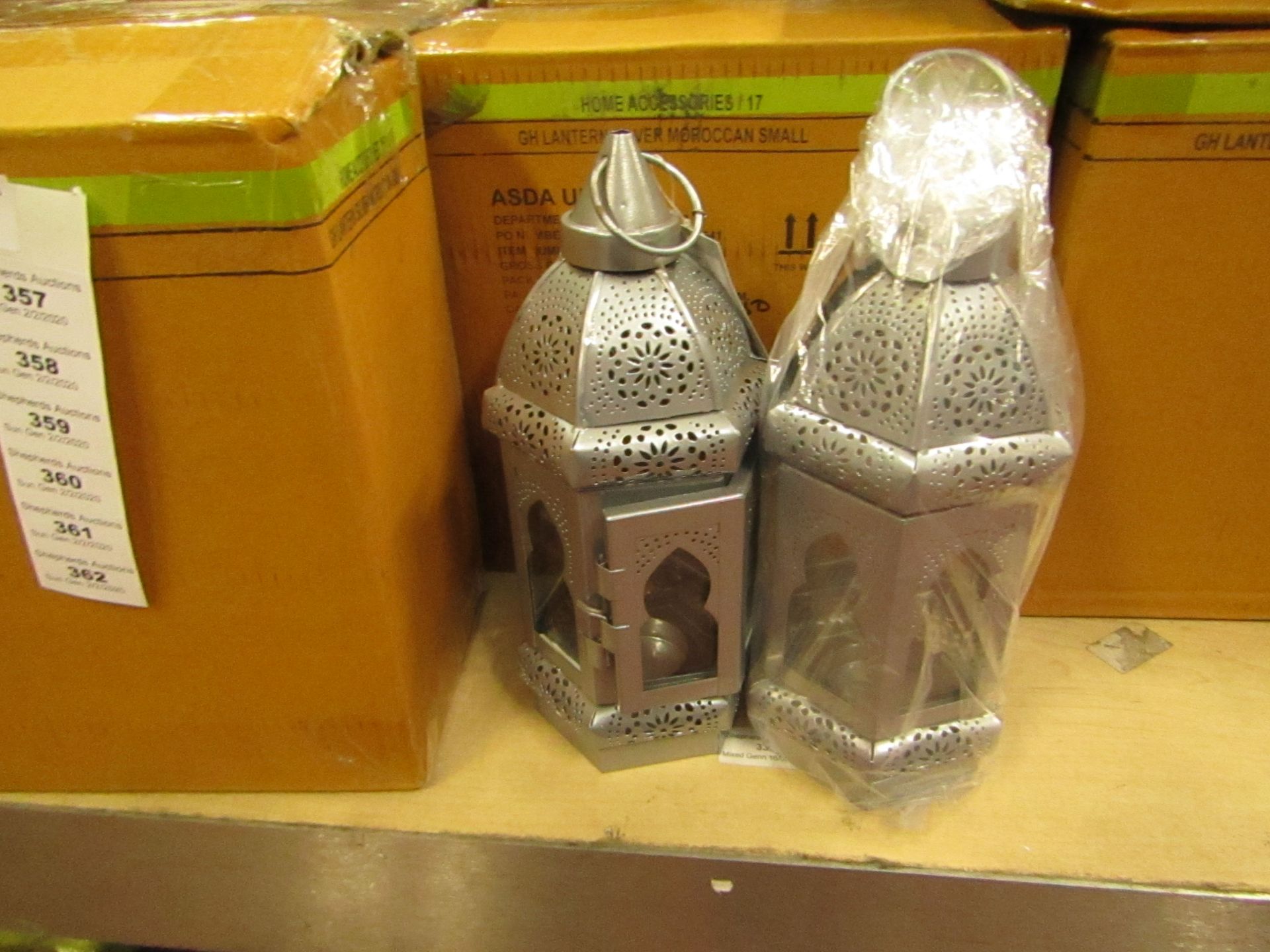 2 x Silver Moroccan Lanterns. New & Boxed