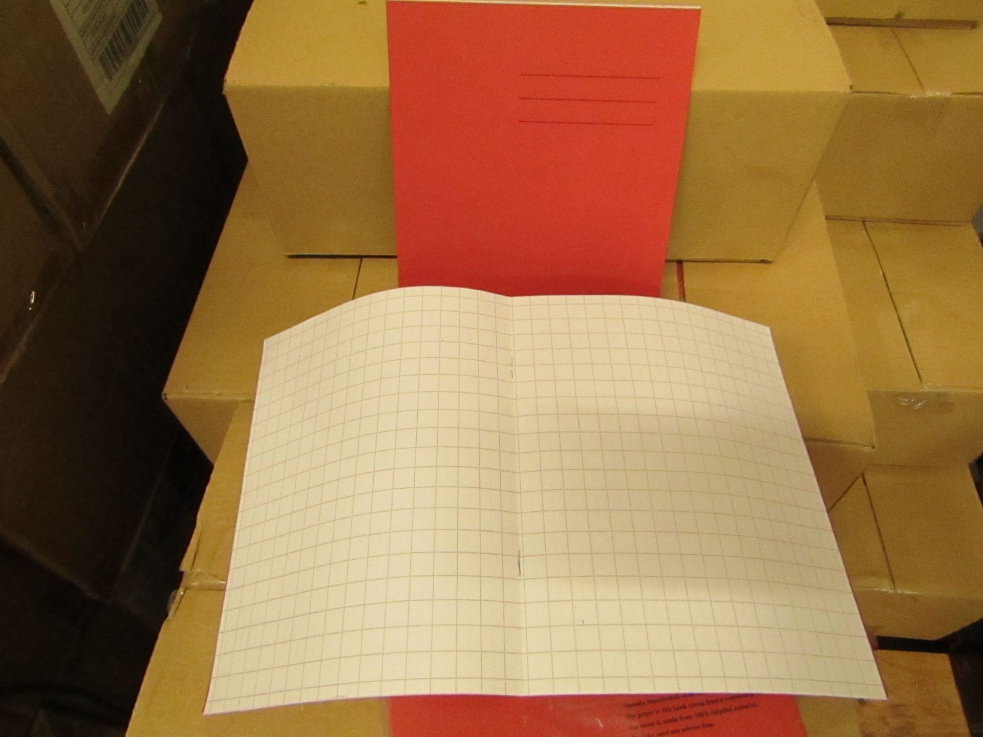 Box of 100 Exercise Books. Brand New.See Image for Design