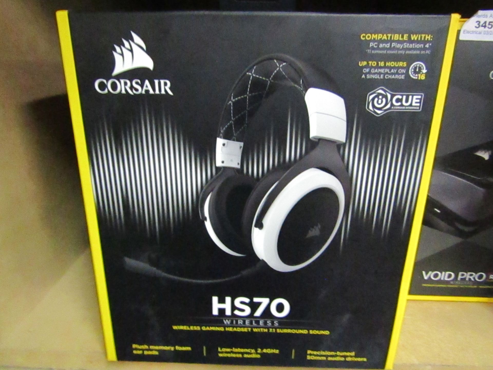 CORSAIR - HS70 Surround Gaming Headset/Mic - Untested and boxed. RRP £69.99.