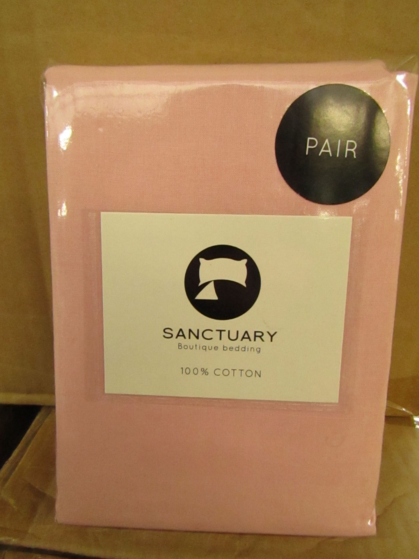 1 X Pair of Sanctuary Plain Housewife Pillowcases Blush 48 X 76 + 18cm Flap 100 % Cotton,new &