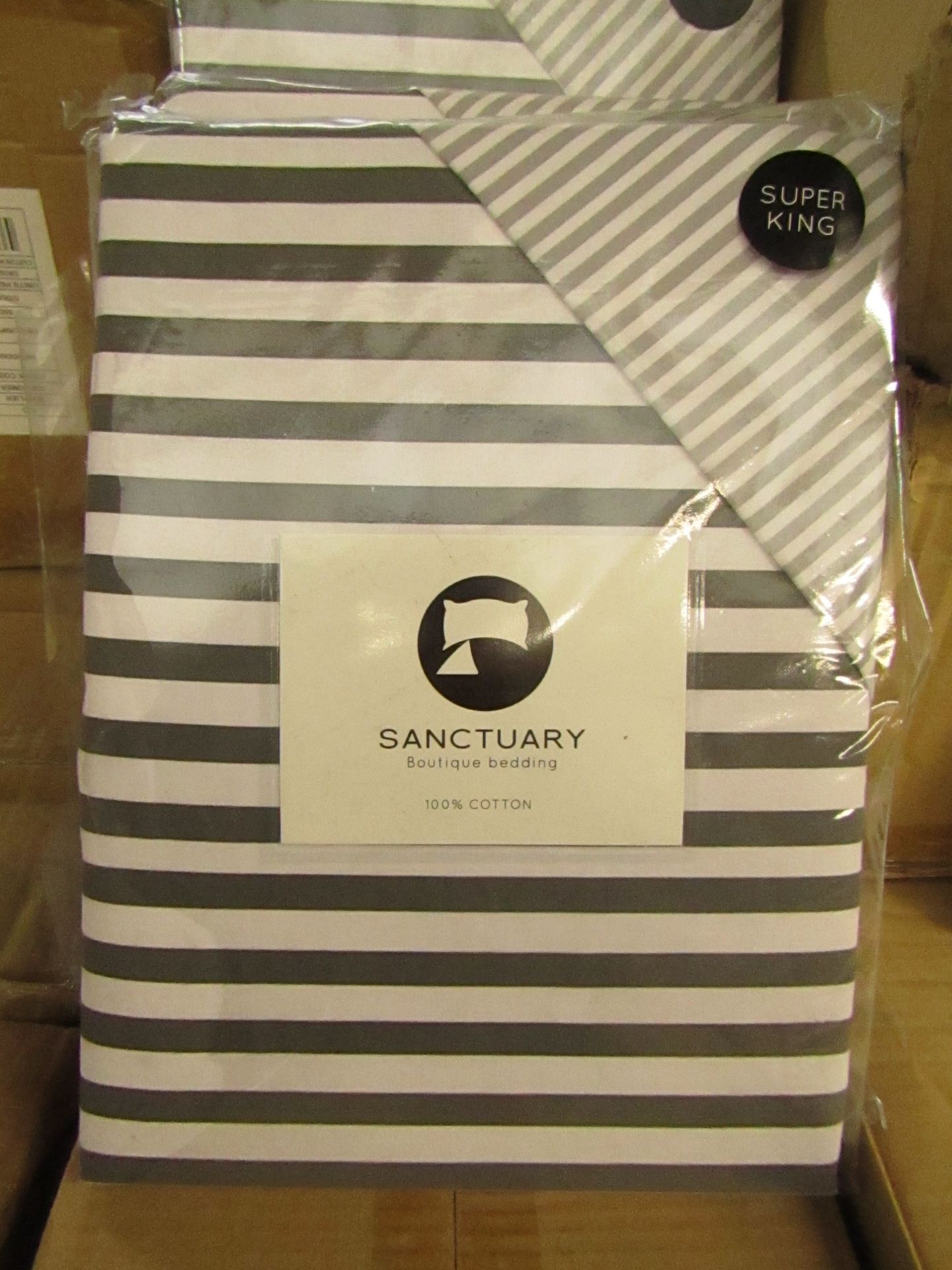 Sanctuary Harper Mono Superking Reversible Duvet Set,100 % Cotton New & Packaged