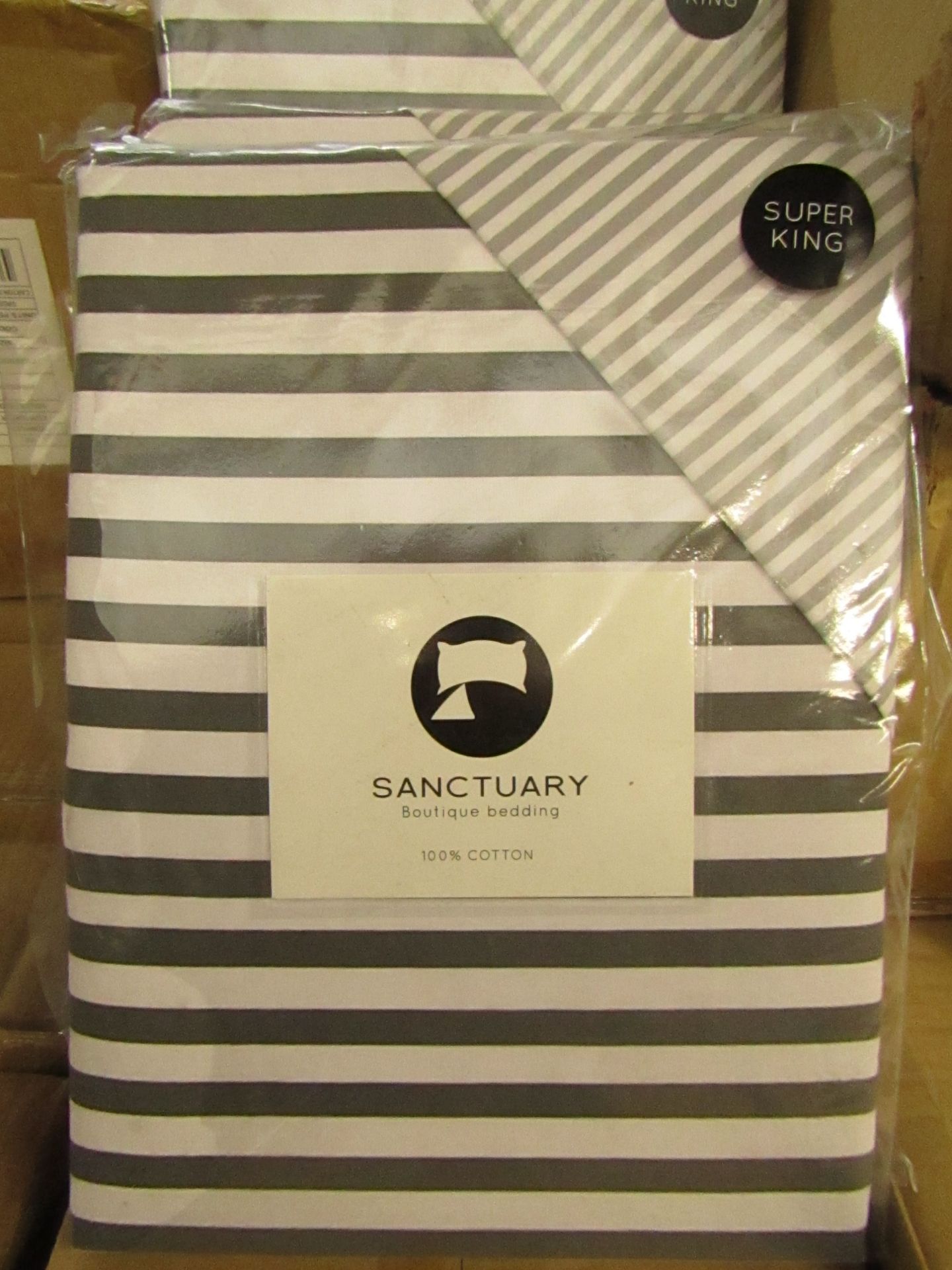 Sanctuary Harper Mono Superking Reversible Duvet Set,100 % Cotton New & Packaged