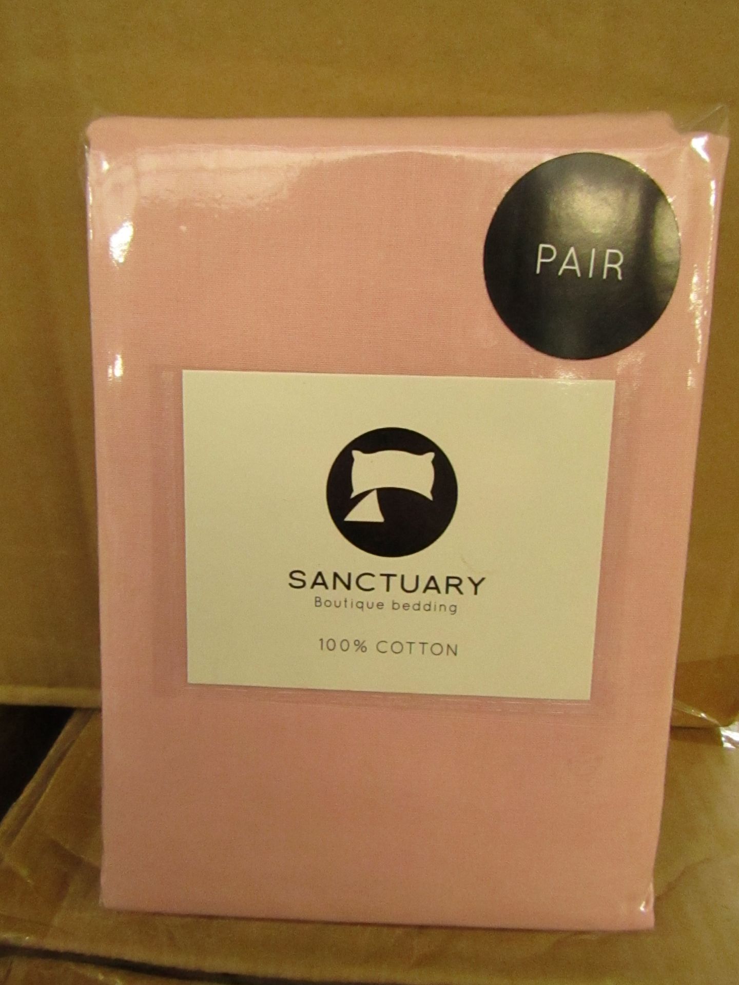 1 X Pair of Sanctuary Plain Housewife Pillowcases Blush 48 X 76 + 18cm Flap 100 % Cotton,new &