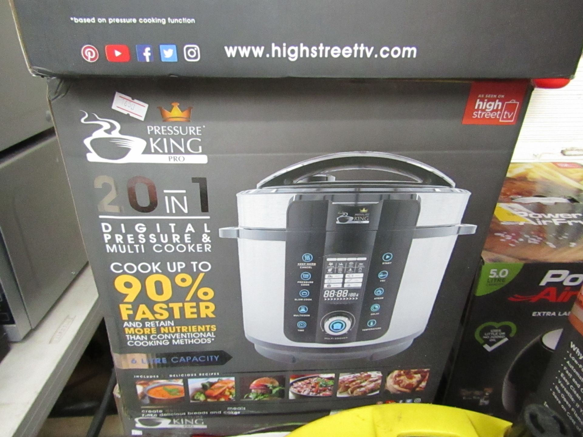 Pressure King Pro 20 in 1 Digital Pressure Cooker. 6L. Boxed but unchecked.RRP £99.99