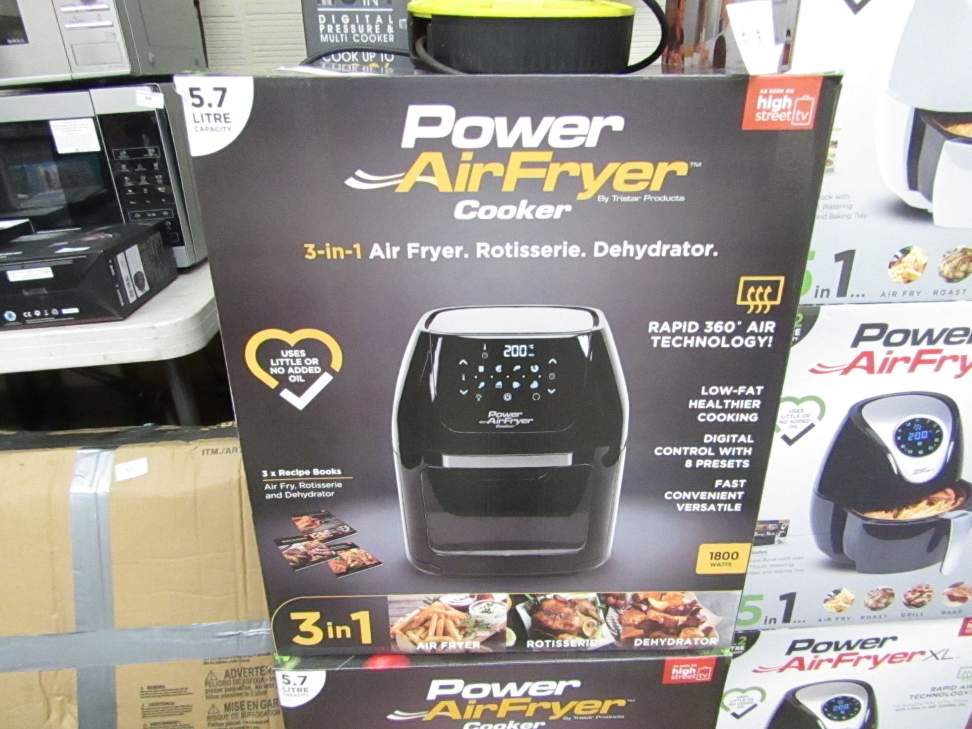 | 1x | POWER AIR FRYER 3 IN 1 5.7L | UNTESTED, BOXED & UNCHECKED FOR ACCESSORIES | NO ONLINE RE-SALE