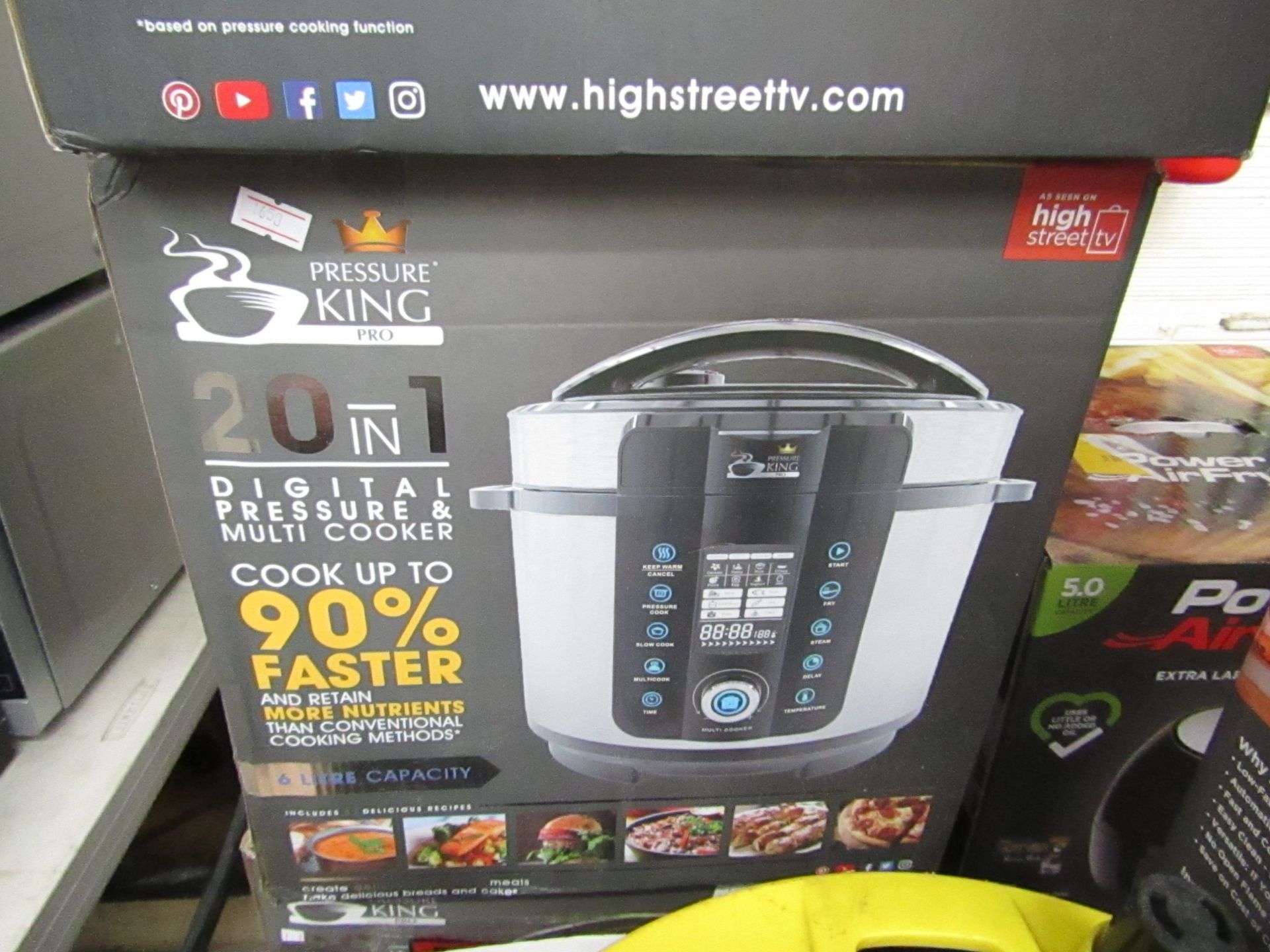 Pressure King Pro 20 in 1 Digital Pressure Cooker. 6L. Boxed but unchecked.RRP £99.99