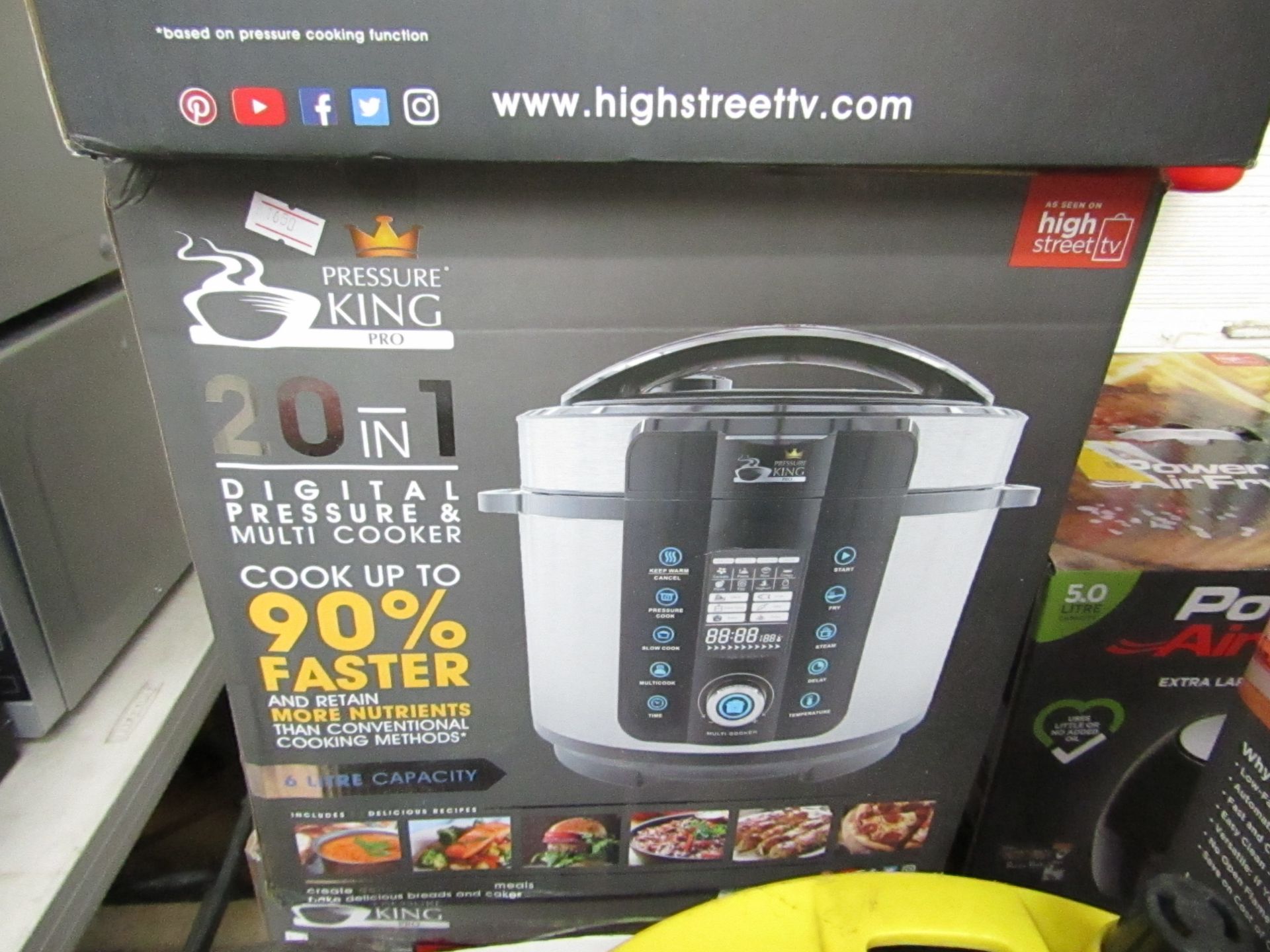 Pressure King Pro 20 in 1 Digital Pressure Cooker. 6L. Boxed but unchecked.RRP £99.99