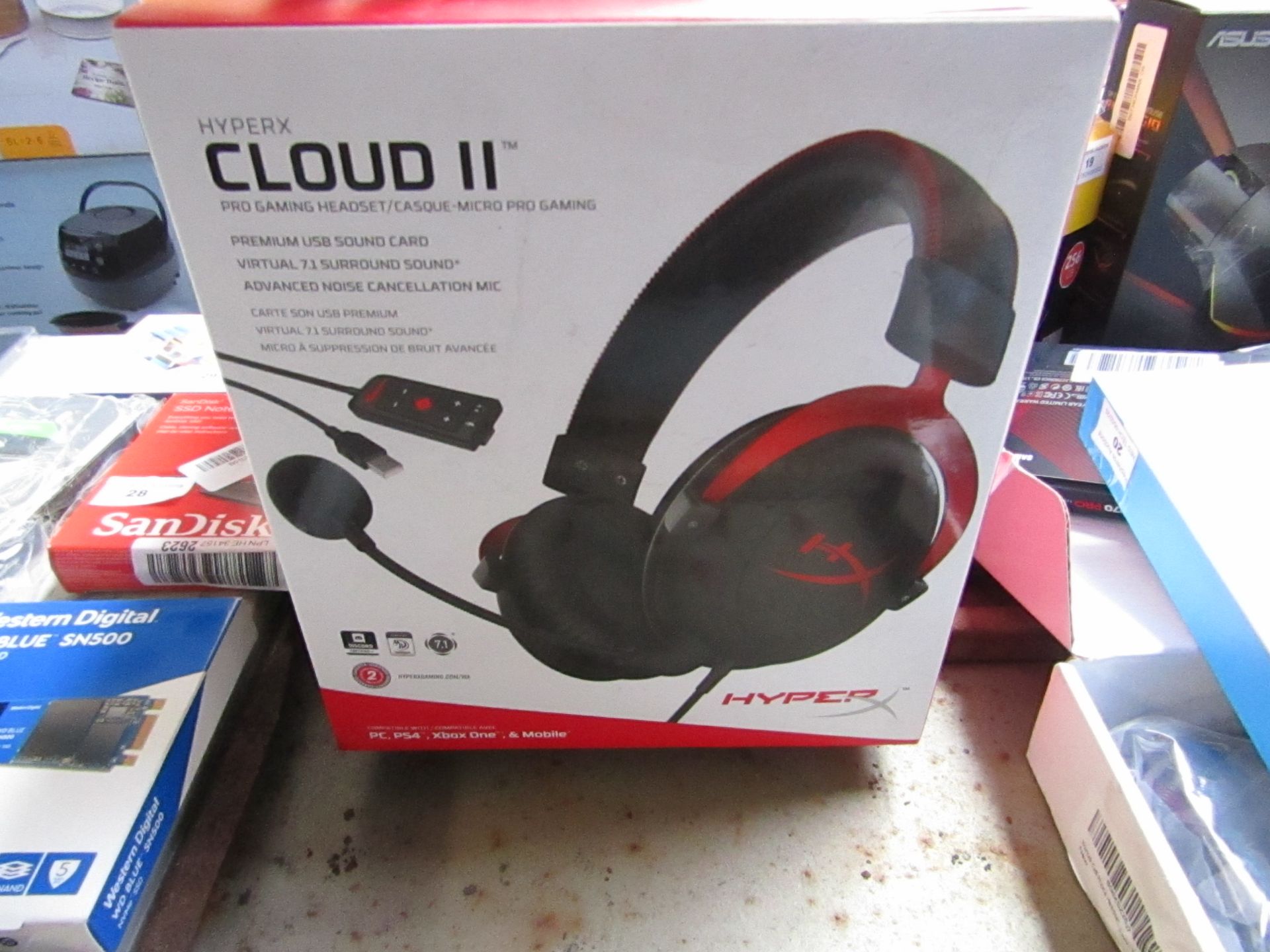 Hyper X Cloud 2 gaming headphones, untested and boxed.