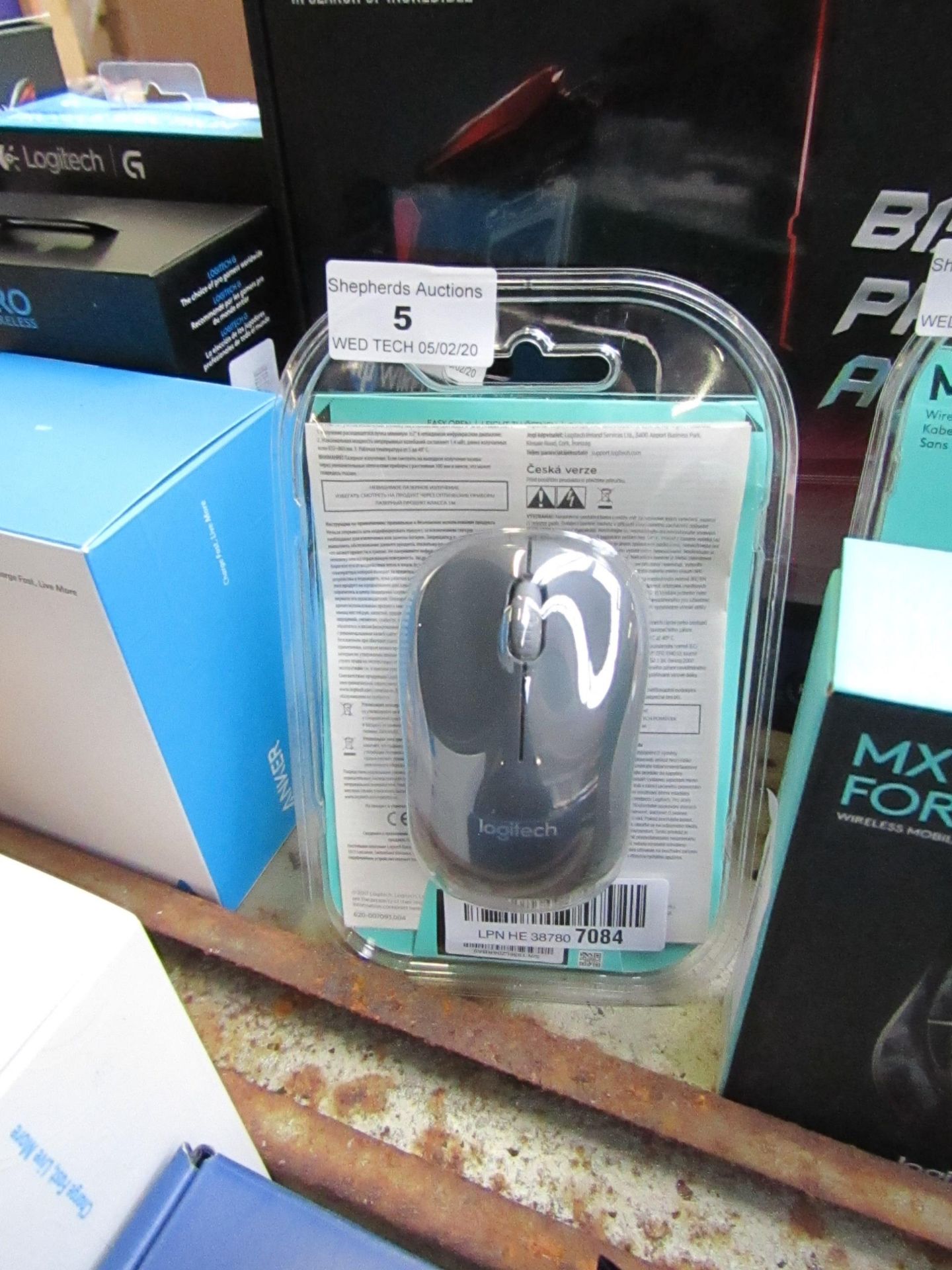 Logitech wireless portable mouse, untested and packaged.