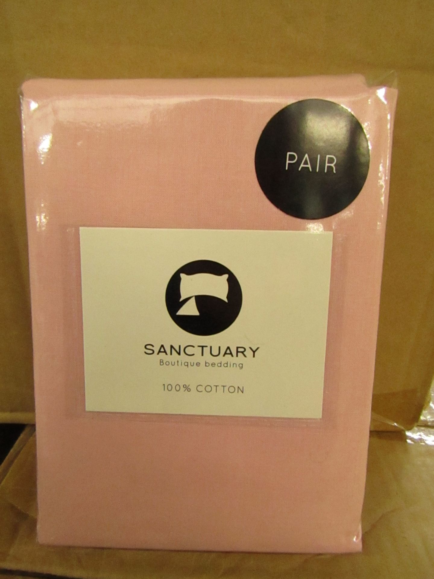 1 X Pair of Sanctuary Plain Housewife Pillowcases Blush 48 X 76 + 18cm Flap 100 % Cotton,new &