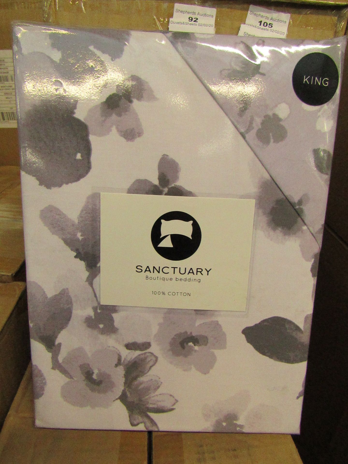 Sanctuary Elissia Purple Reversible Duvet Set Kingsize 100% Cotton New & Packaged