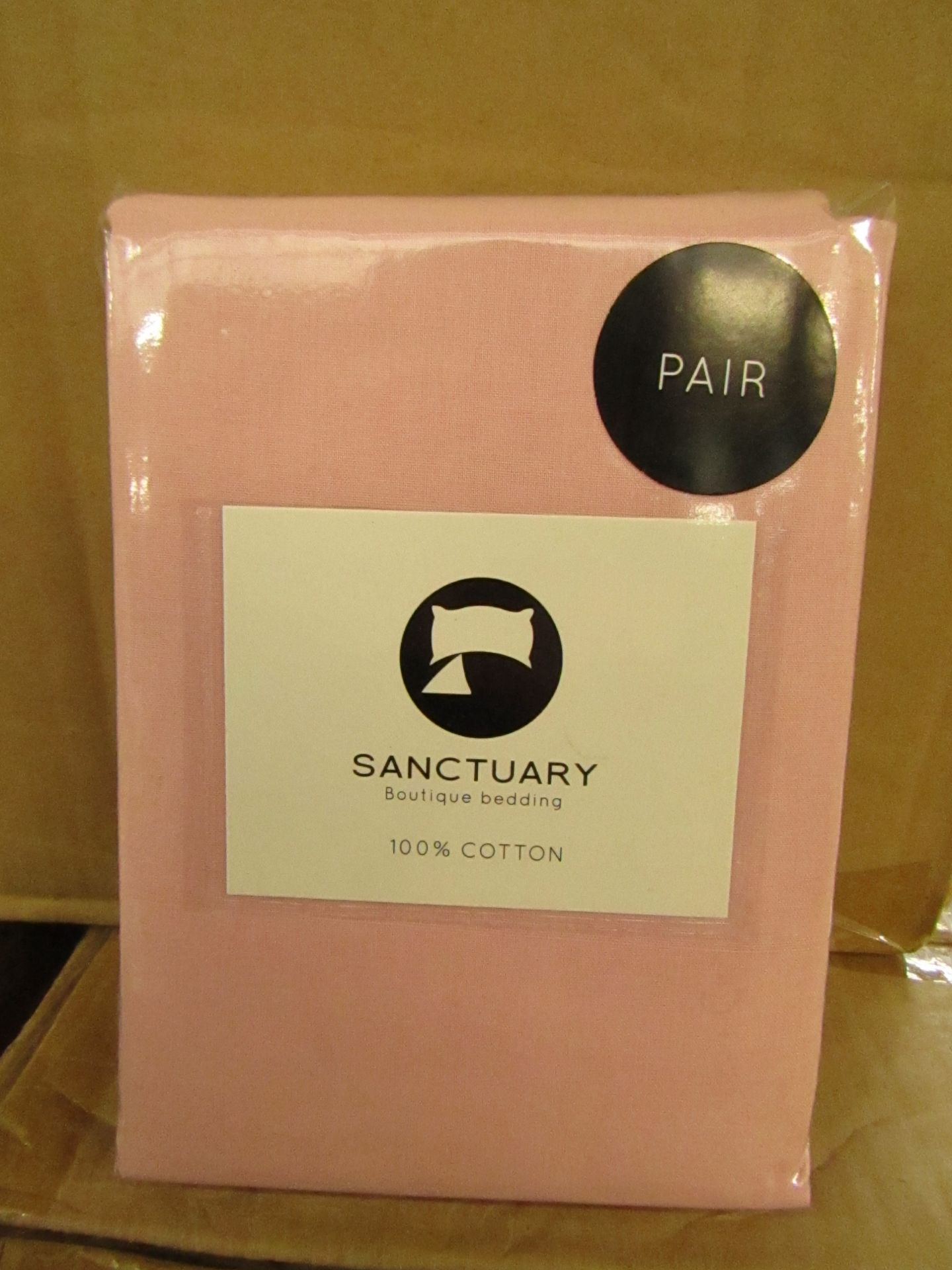 1 X Pair of Sanctuary Plain Housewife Pillowcases Blush 48 X 76 + 18cm Flap 100 % Cotton,new &