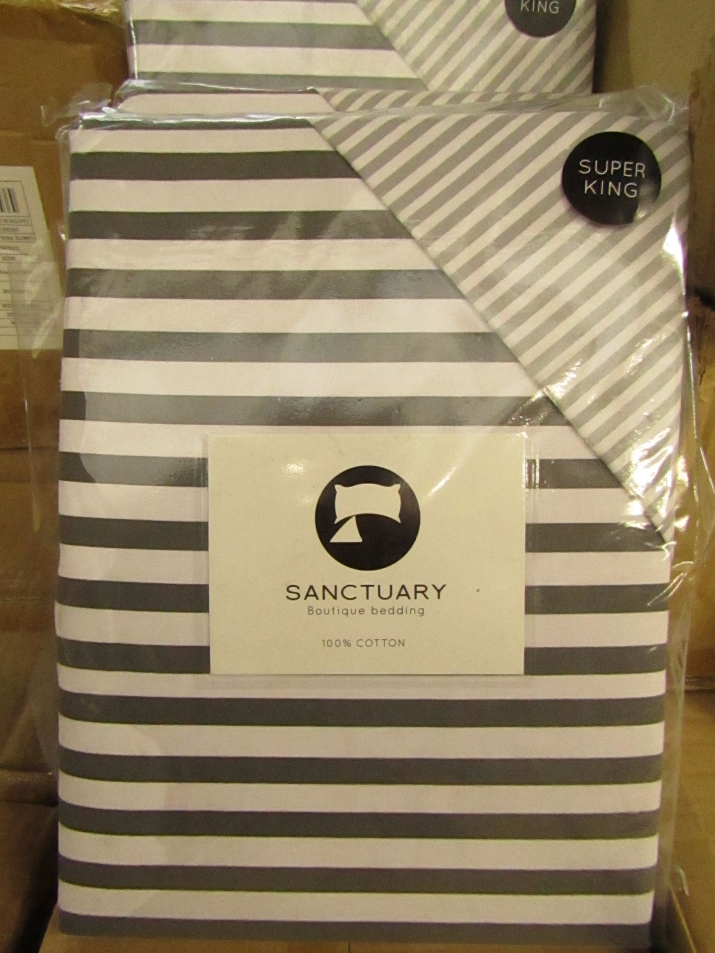 Sanctuary Harper Mono Superking Reversible Duvet Set,100 % Cotton New & Packaged