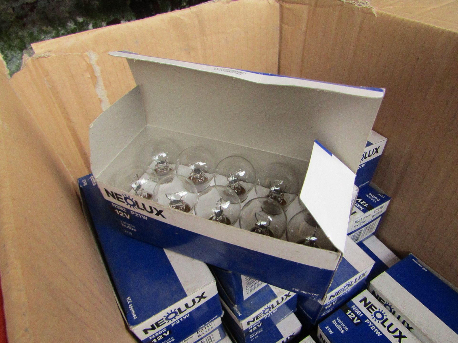 4x Packs of 10 Neolux 12v 21w vehicle bulbs, all new and boxed.