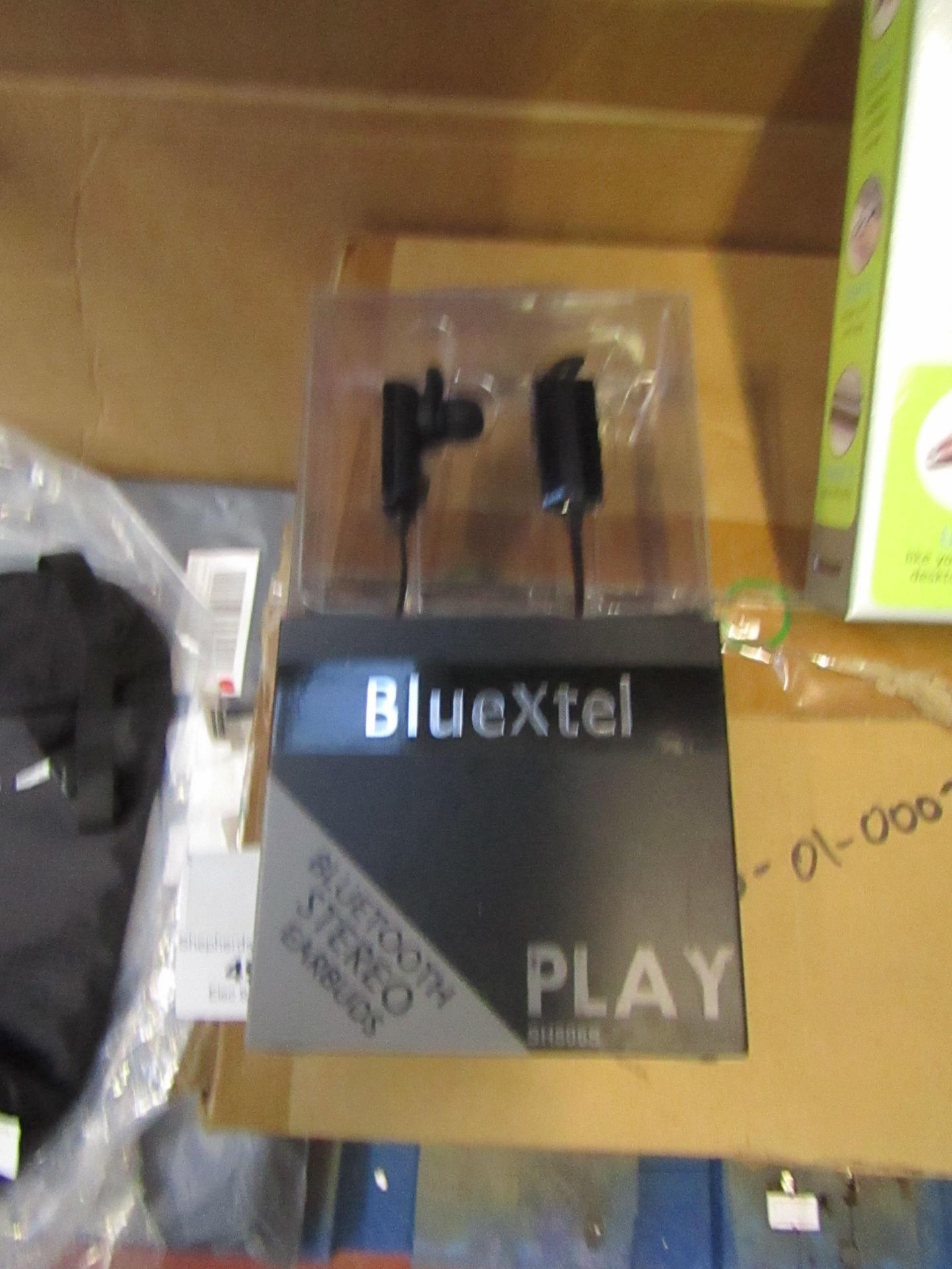 BlueXtel Bluetooth stereo earbuds, new and packaged.