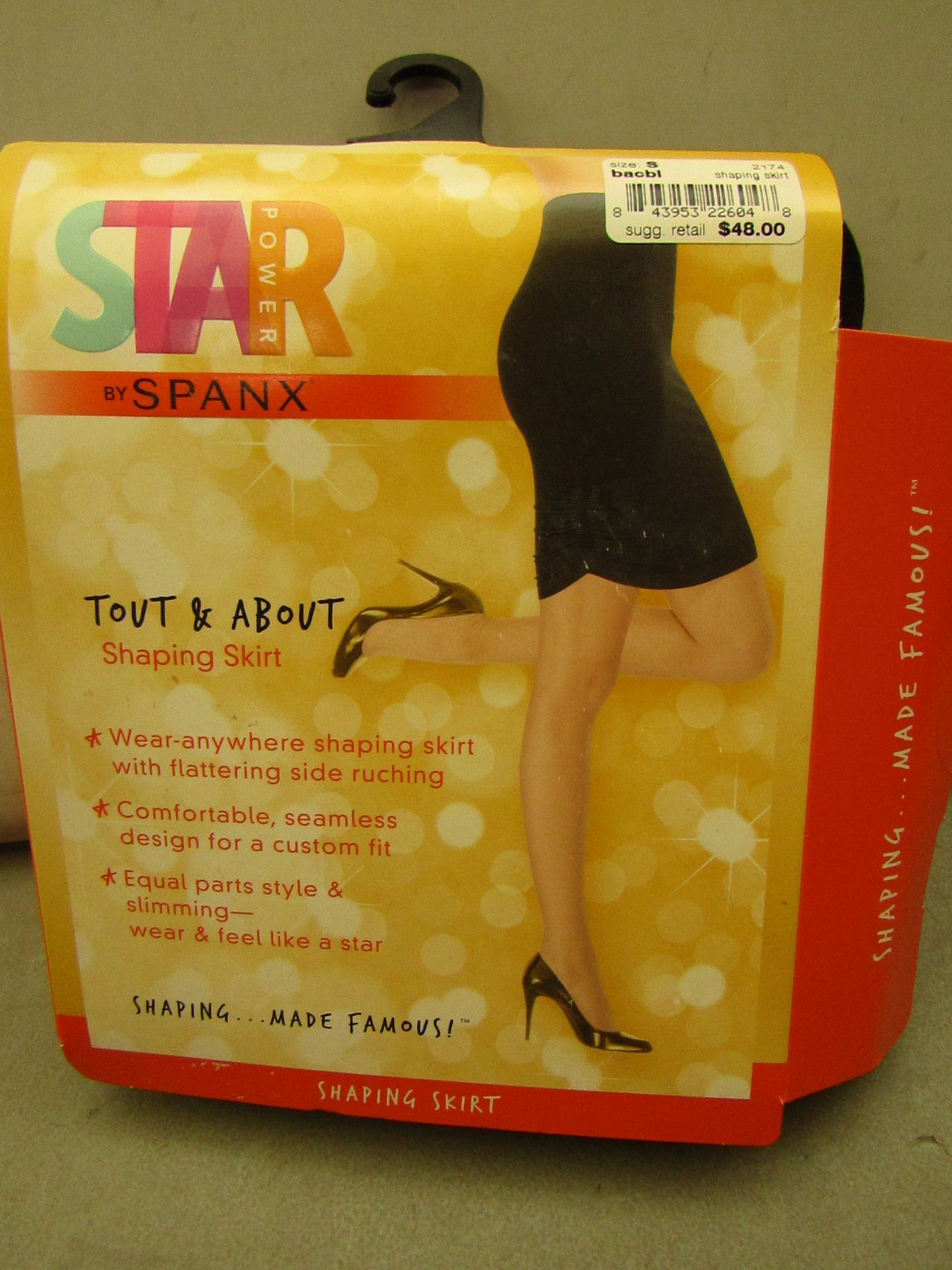 Spanx Star Power Tout & About Black Shaping Skirt  with secret slimming liner size S (8/10) RRP £