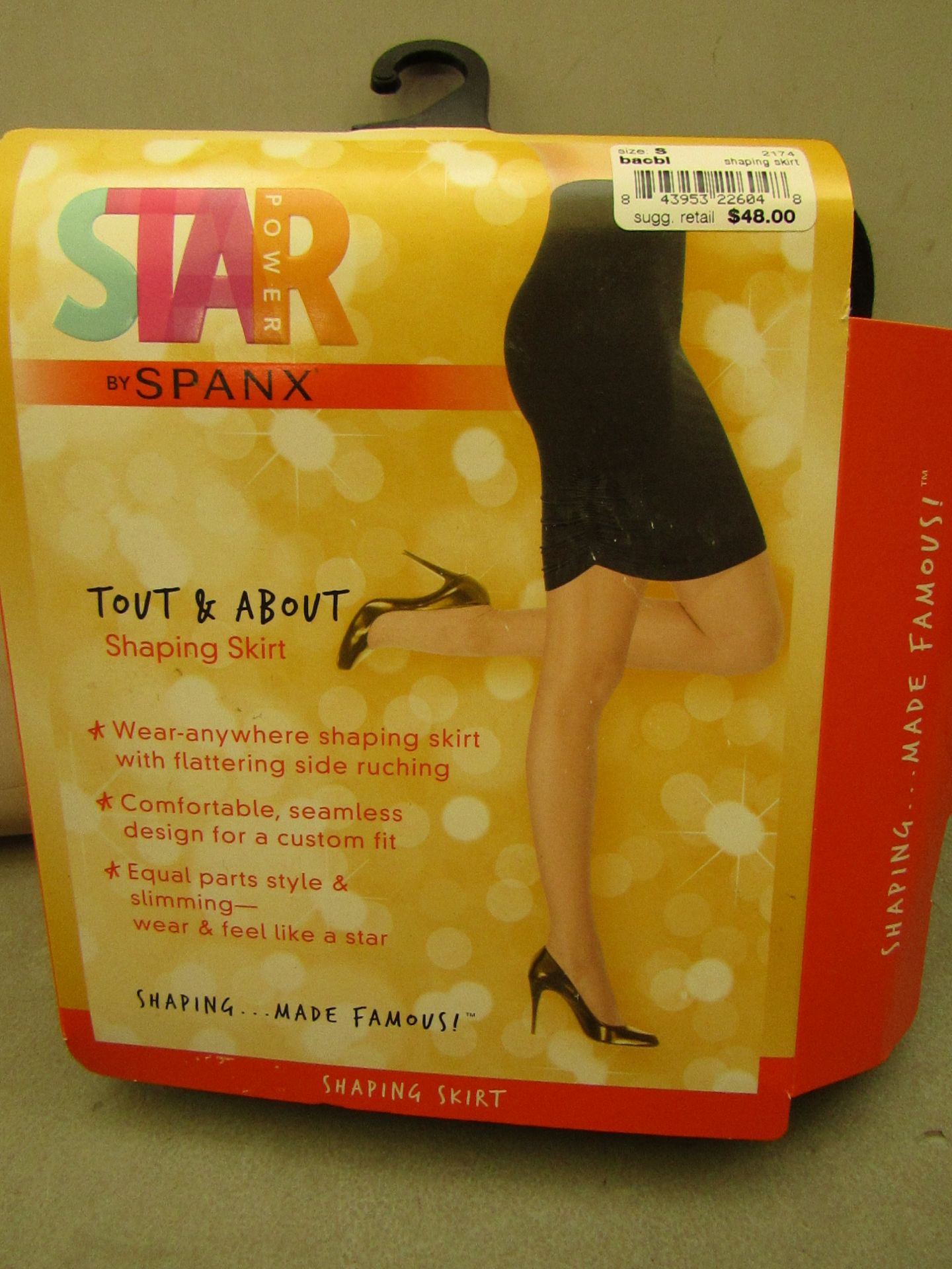 Spanx Star Power Tout & About Black Shaping Skirt  with secret slimming liner size S (8/10) RRP £