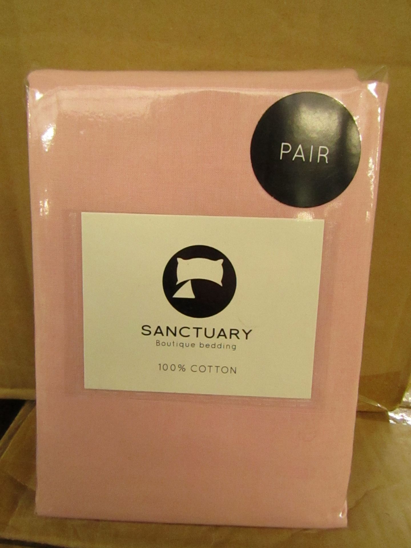 1 X Pair of Sanctuary Plain Housewife Pillowcases Blush 48 X 76 + 18cm Flap 100 % Cotton,new &