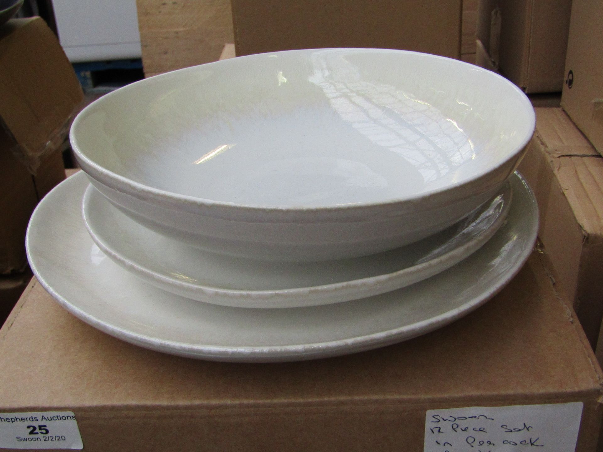| 1 x | SWOON HELENA 12PC DINNER SET WHITE | BOXED | SKU - | RRP £ 120 |