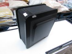 Computer tower case, bent on the back, boxed.