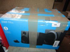 Logitech Z333 speaker system set, untested and boxed.