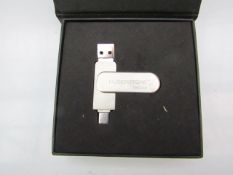 Hugerstone USB flash drive, untested and boxed.