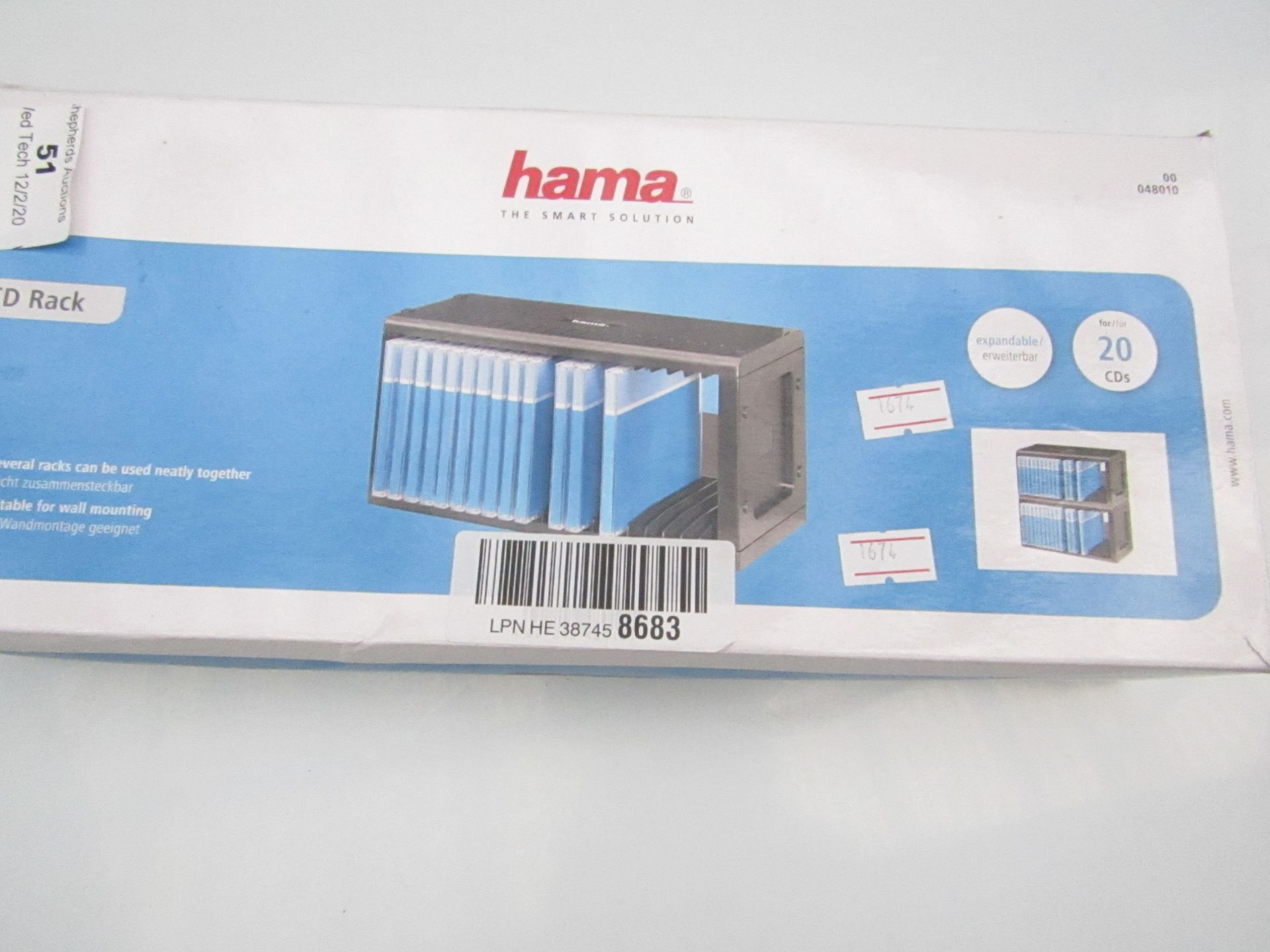 Hama CD rack, unchecked and boxed.