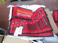 Heshang Tools 12 Piece chrome vanadium steel combination spanner set, new in carry roll.