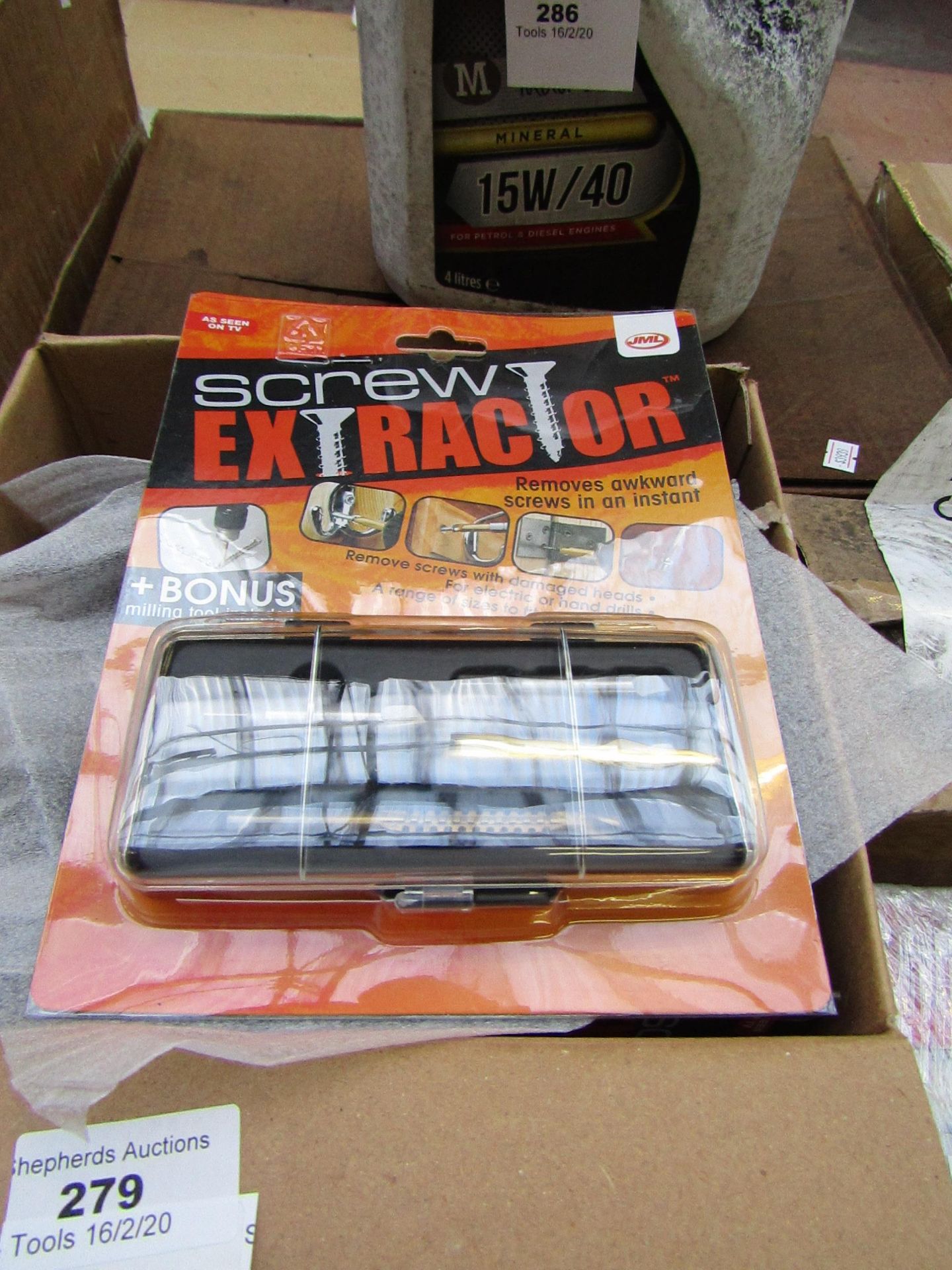 JML screw extractor, new and packaged.