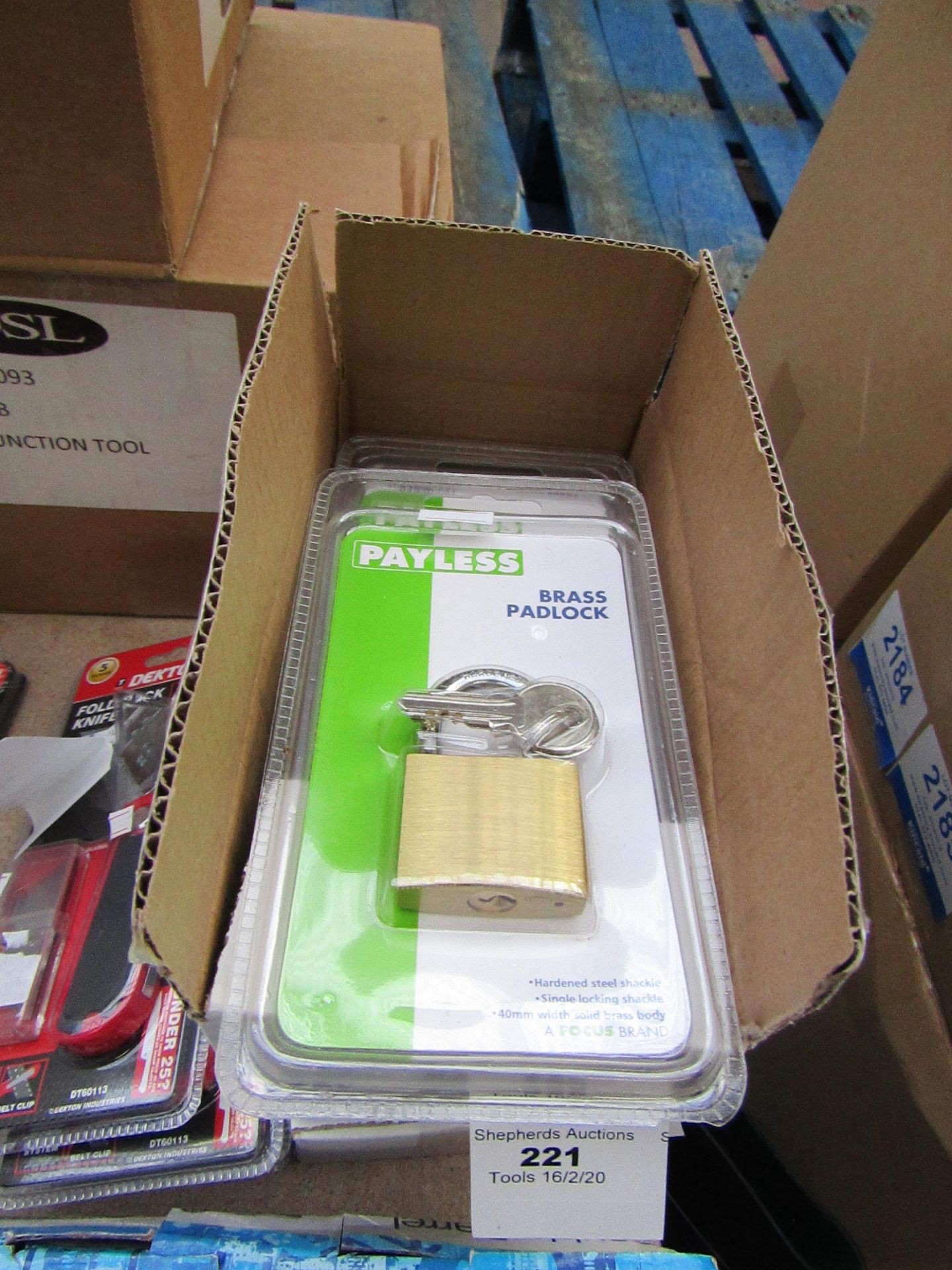 6x Payless padlocks with keys, new and boxed.