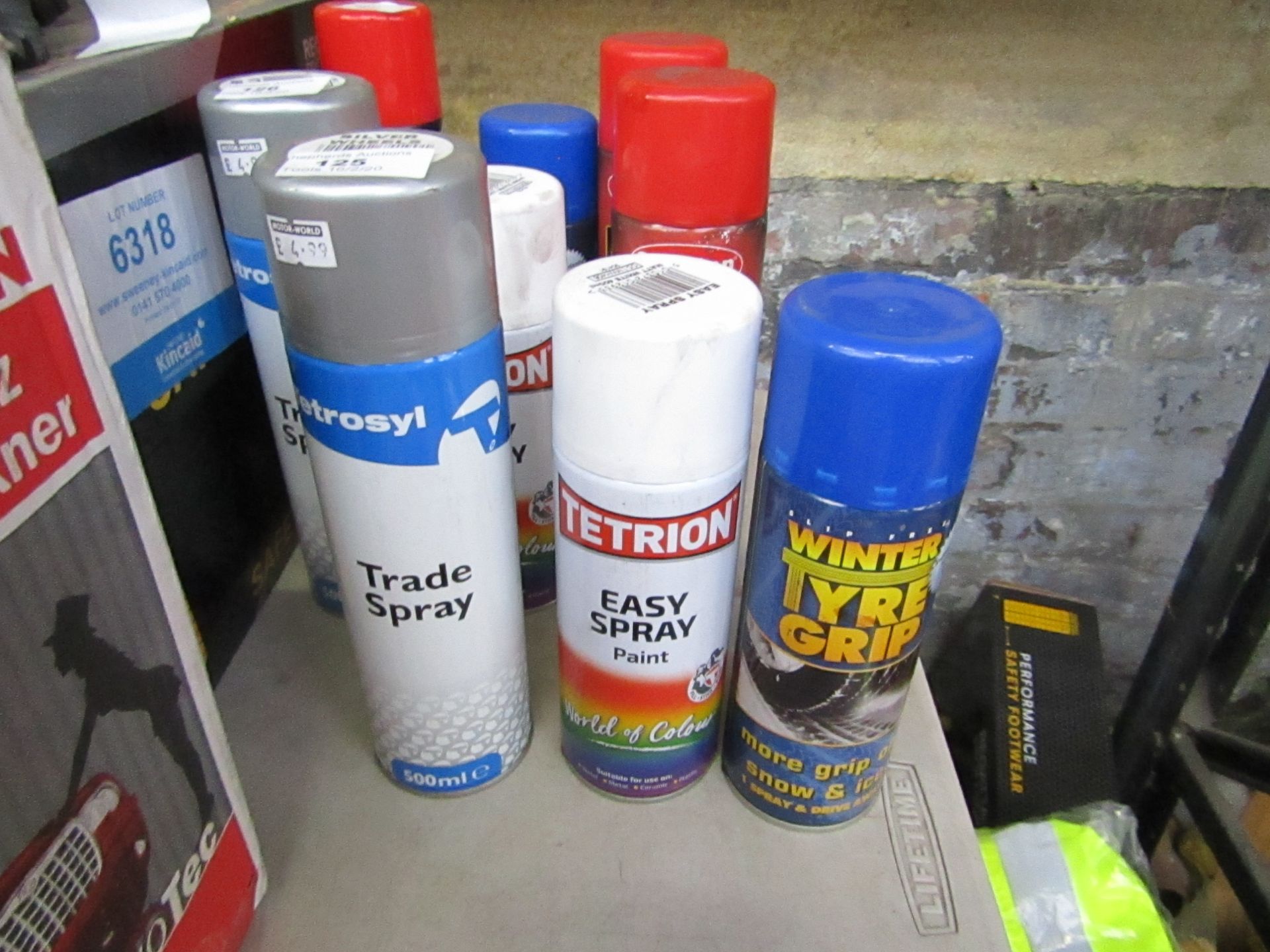 2x Items being; 400ml winter tyre grip with a 400ml Tetrion easy spray paint and a 500ml Tetrosyl