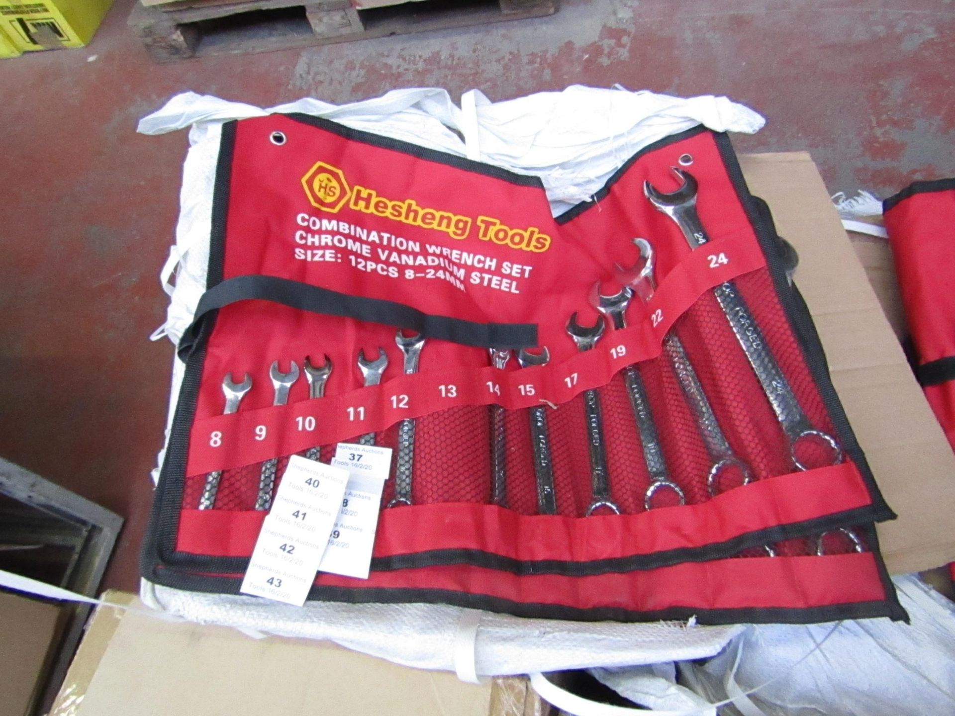 Heshang Tools 12 Piece chrome vanadium steel combination spanner set, new in carry roll.