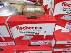 Box of 2x Fischer collated nails and gas fuel cells, new and boxed.