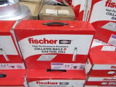 Box of 2x Fischer collated nails and gas fuel cells, new and boxed.